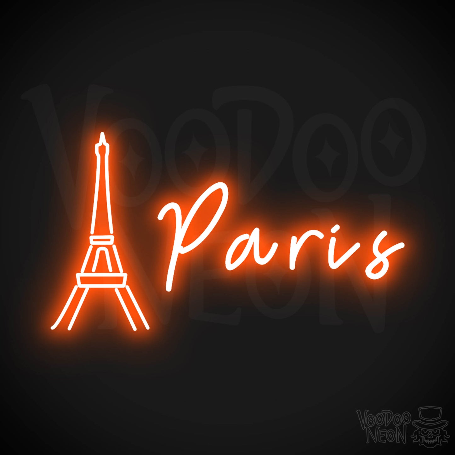 Paris Neon Sign - Neon Paris Sign - Wall Art - Color Orange