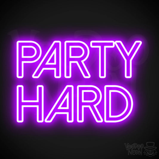 Party Hard Neon Sign - Neon Party Hard - LED Wall Art - Color Purple