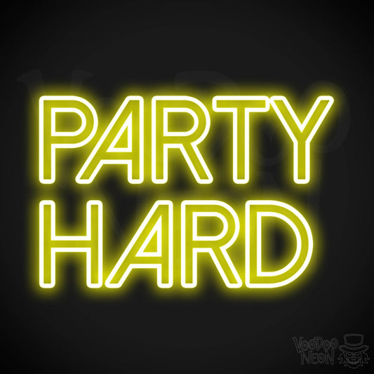 Party Hard Neon Sign - Neon Party Hard - LED Wall Art - Color Yellow