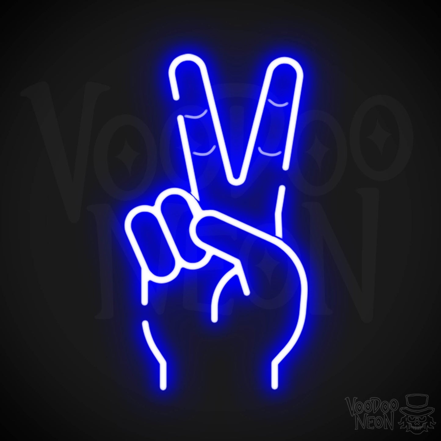 Neon Peace Sign - Peace Symbol Neon Wall Art - Color Dark Blue