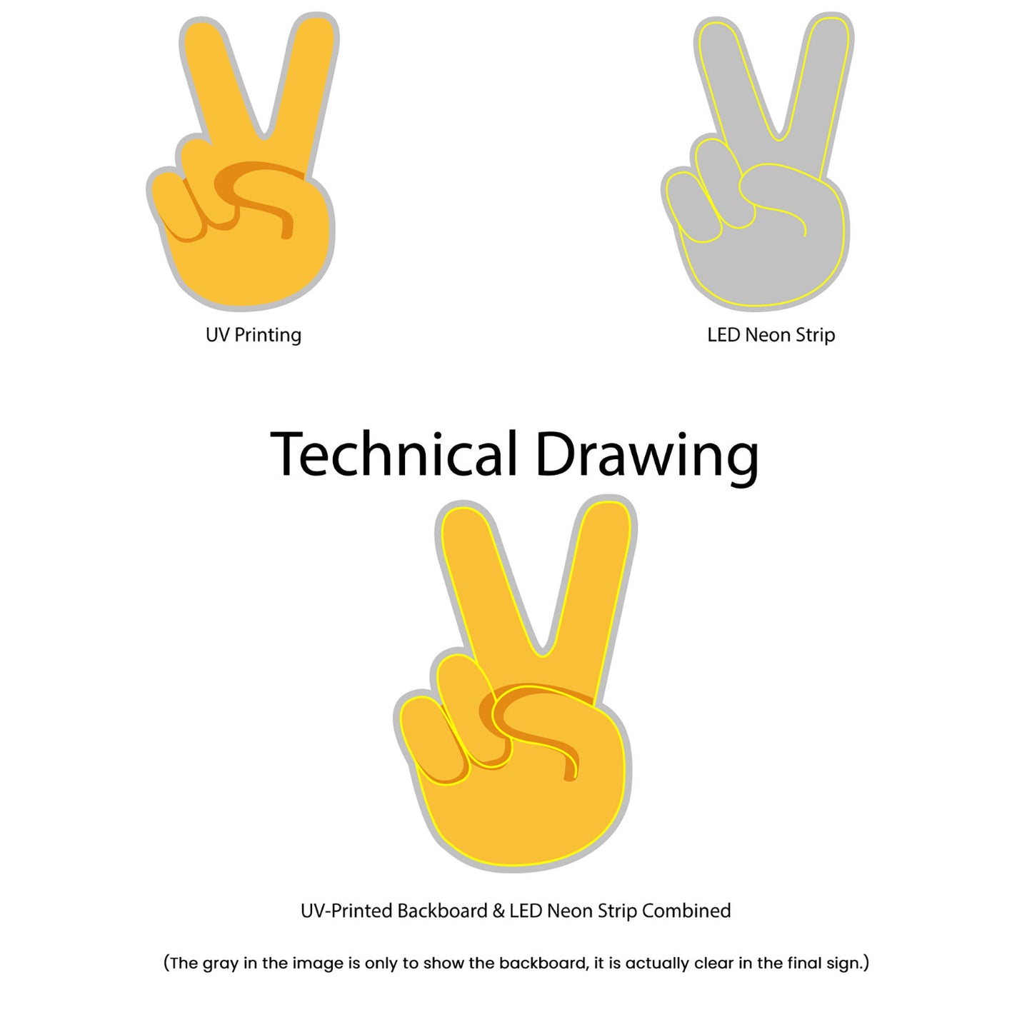 Peace Sign Light Neon Sign - Multi-Color - Technical Drawing