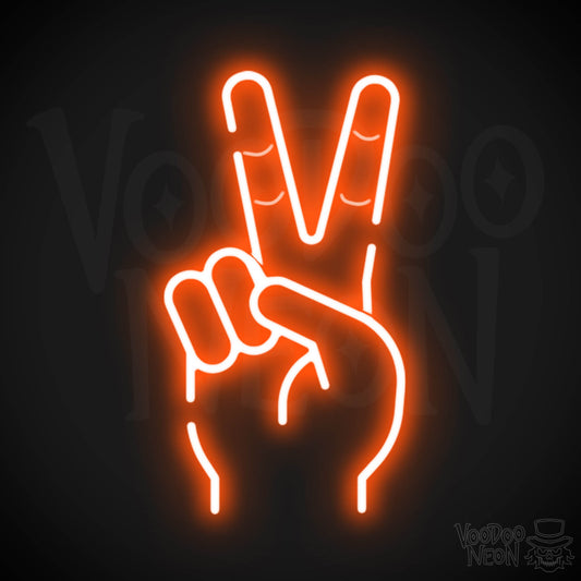 Neon Peace Sign - Peace Symbol Neon Wall Art - Color Orange