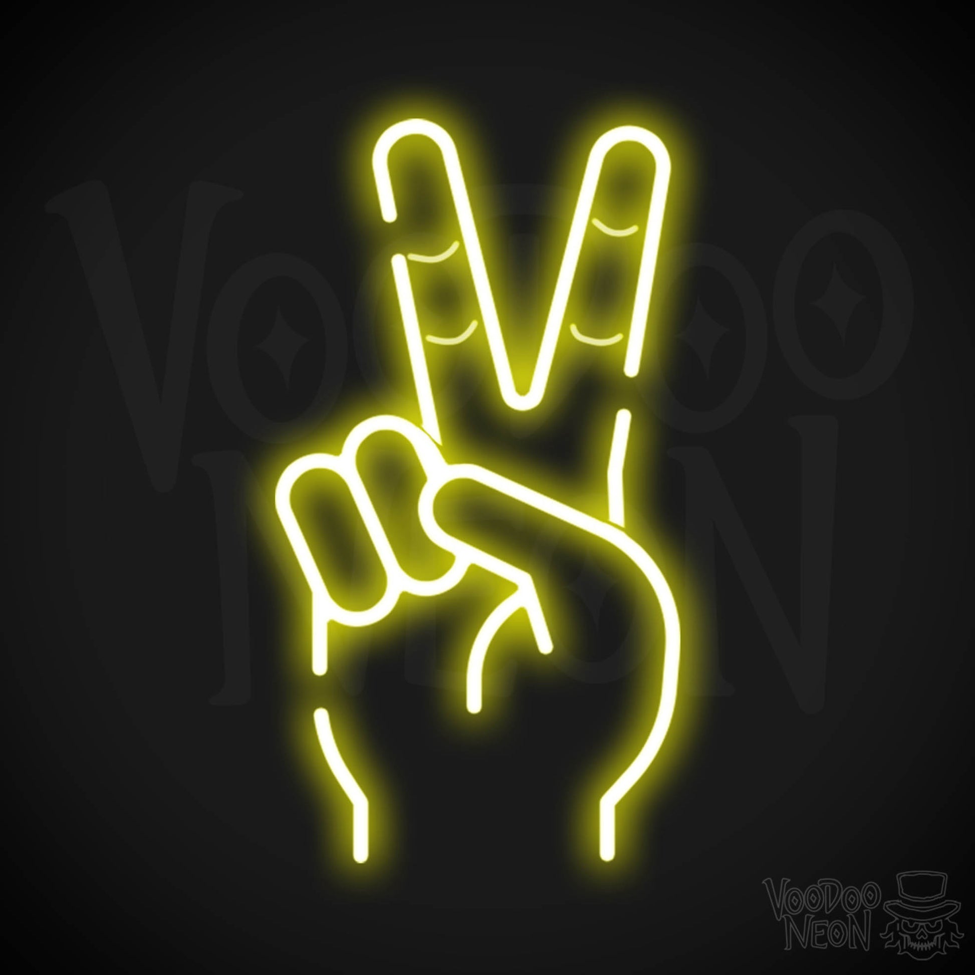 Neon Peace Sign - Peace Symbol Neon Wall Art - Color Yellow