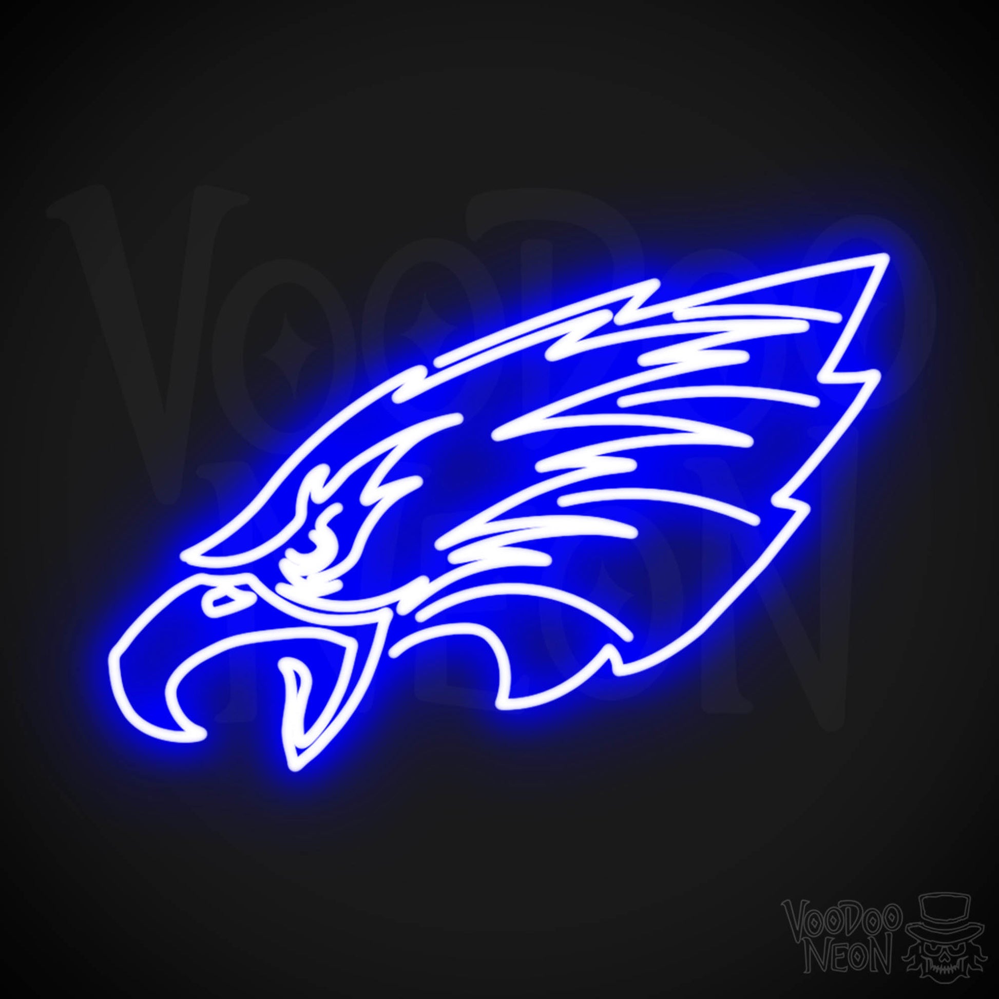 Philadelphia Eagles Neon Sign - Philadelphia Eagles Sign - Neon Eagles Logo Wall Art - Color Dark Blue