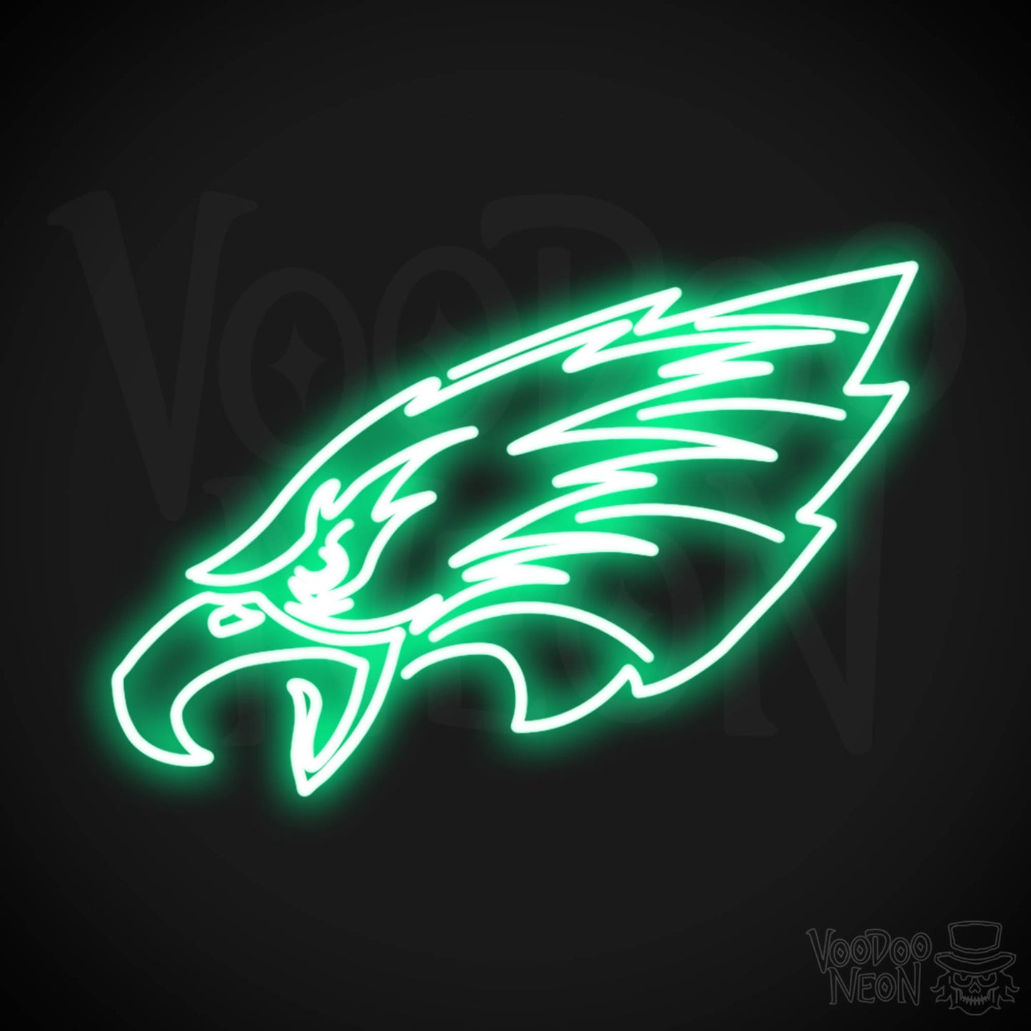 Philadelphia Eagles Neon Sign - Philadelphia Eagles Sign - Neon Eagles Logo Wall Art - Color Green