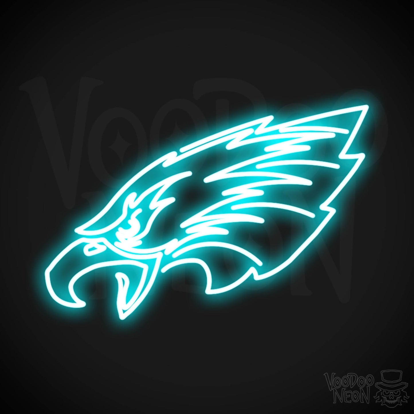 Philadelphia Eagles Neon Sign - Philadelphia Eagles Sign - Neon Eagles Logo Wall Art - Color Ice Blue