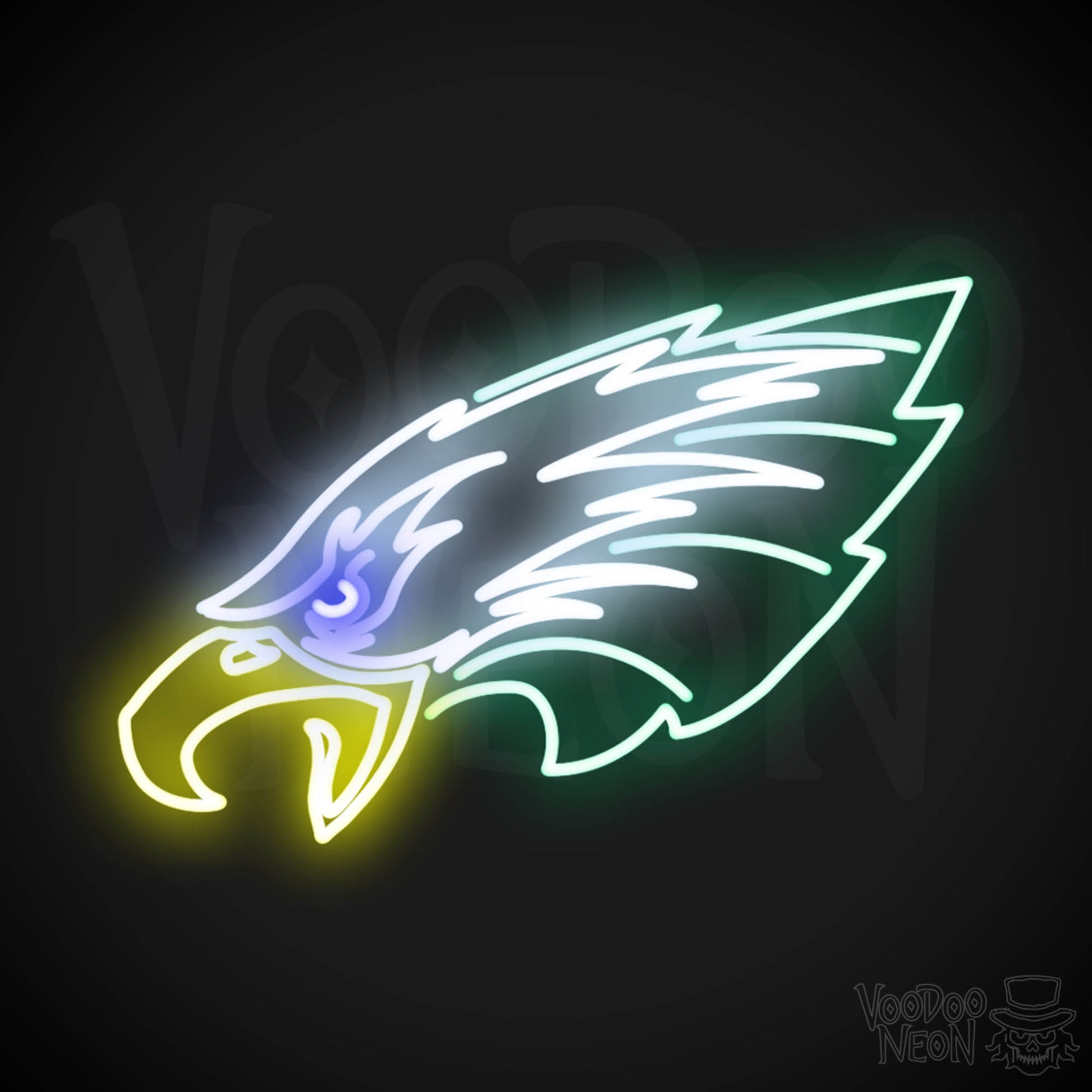 Philadelphia Eagles Neon Sign - Philadelphia Eagles Sign - Neon Eagles Logo Wall Art - Color Multi-Color