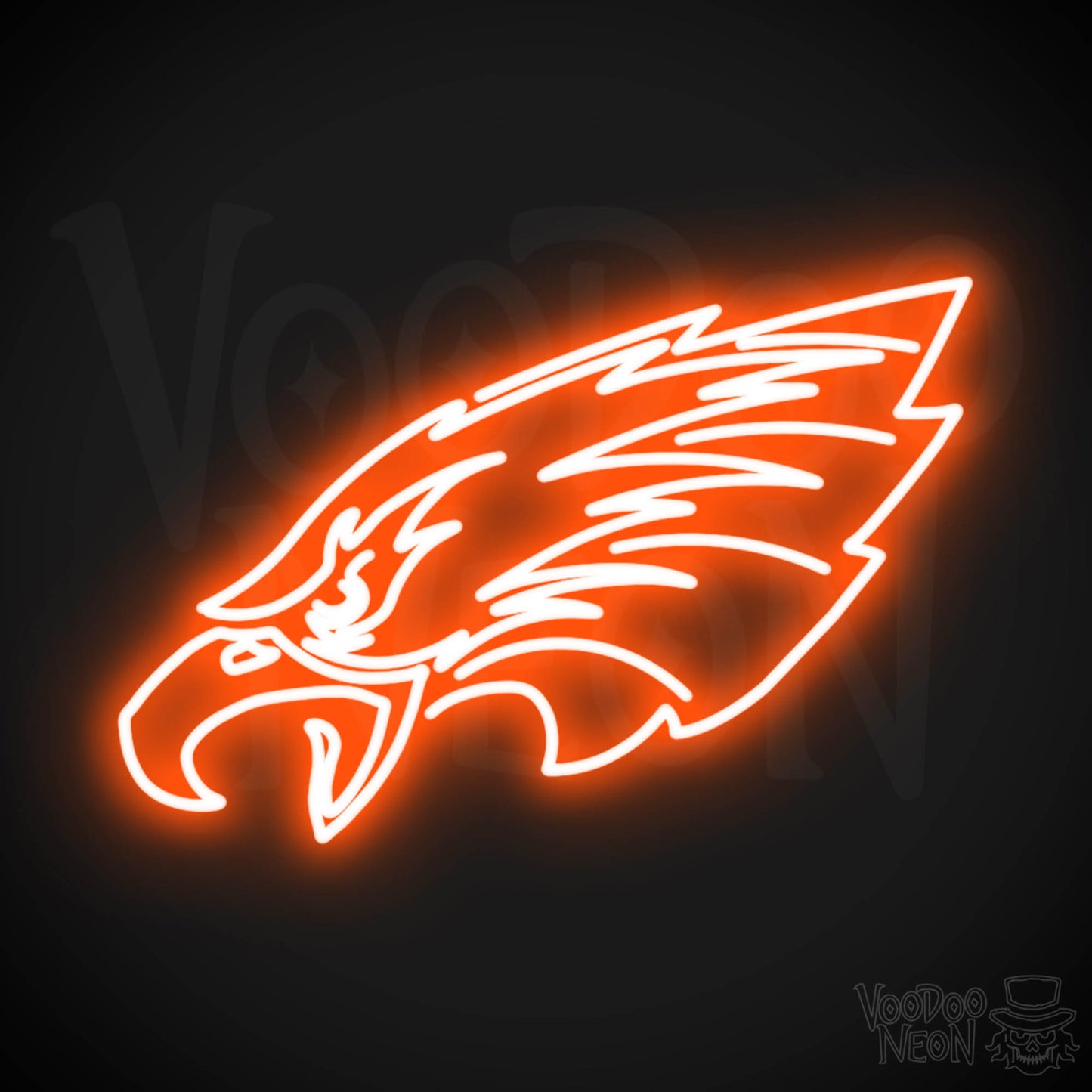 Philadelphia Eagles Neon Sign - Philadelphia Eagles Sign - Neon Eagles Logo Wall Art - Color Orange