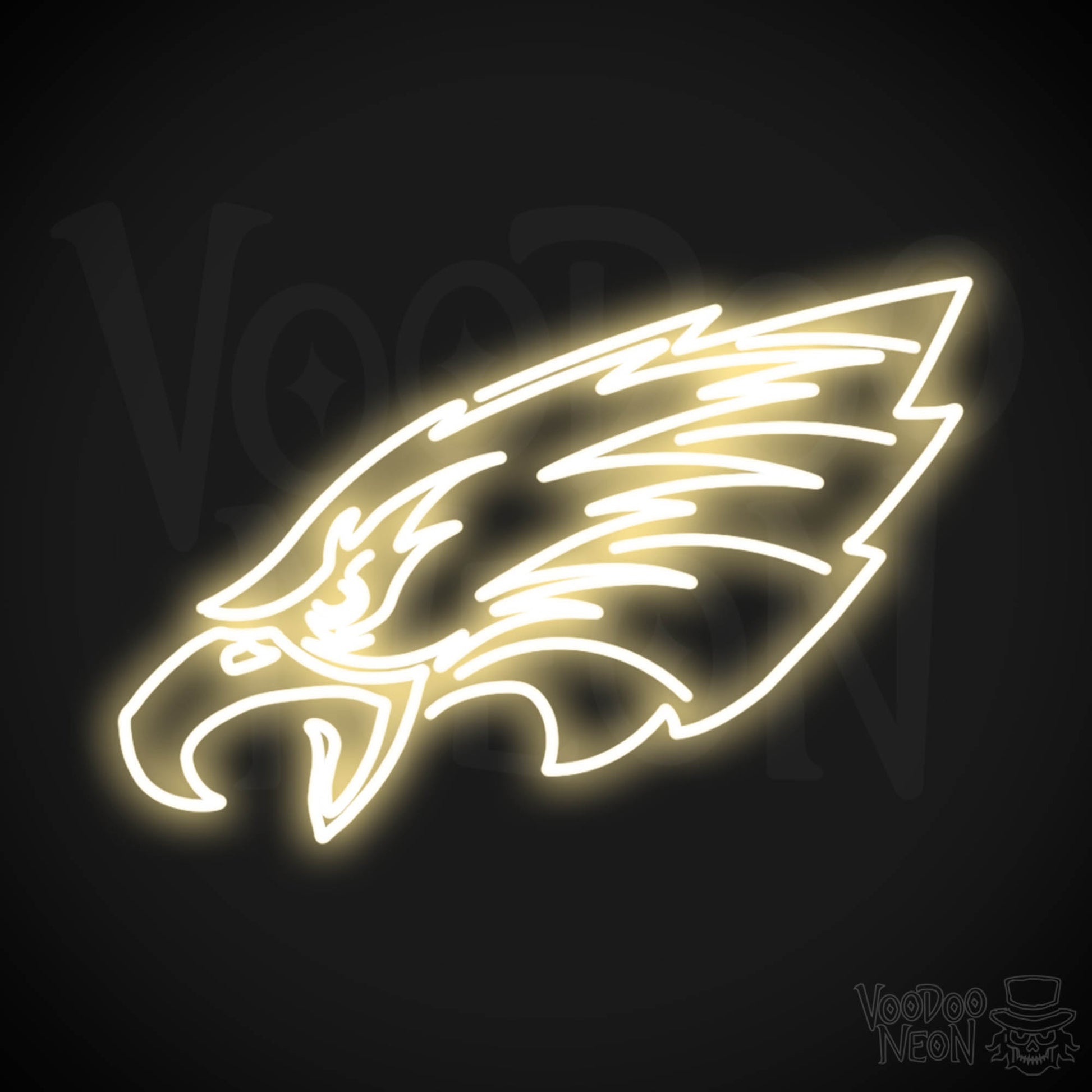 Philadelphia Eagles Neon Sign - Philadelphia Eagles Sign - Neon Eagles Logo Wall Art - Color Warm White