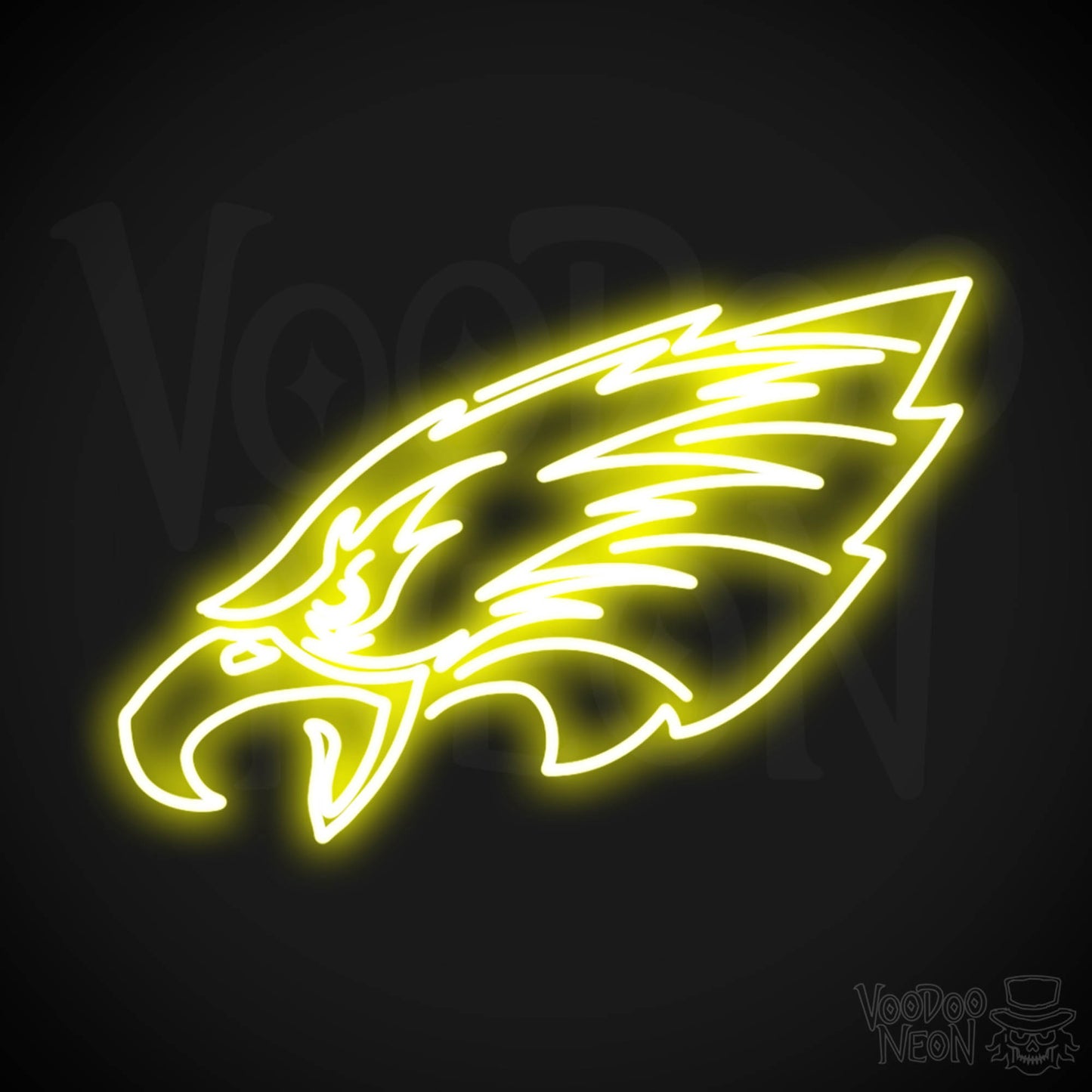 Philadelphia Eagles Neon Sign - Philadelphia Eagles Sign - Neon Eagles Logo Wall Art - Color Yellow