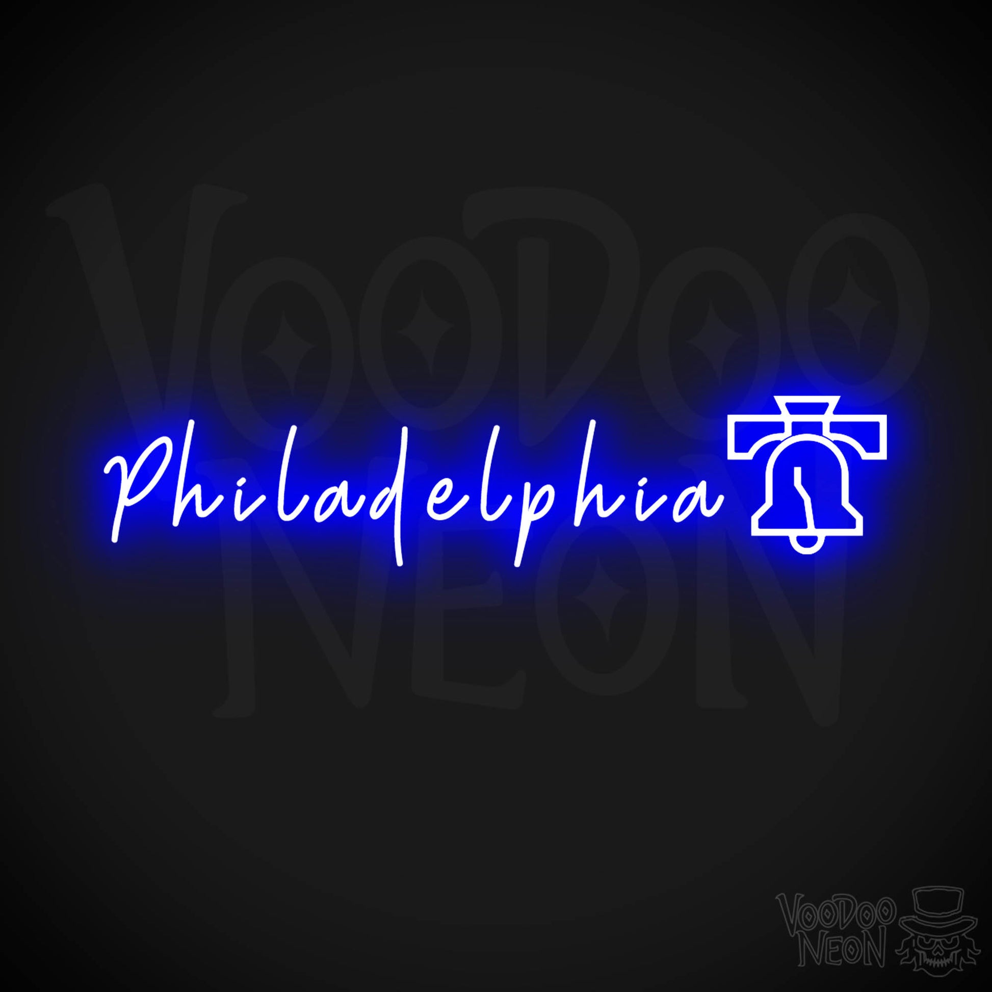 Philadelphia Neon Sign - Neon Philadelphia Sign - LED Signs - Wall Art - Color Dark Blue