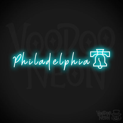 Philadelphia Neon Sign - Neon Philadelphia Sign - LED Signs - Wall Art - Color Ice Blue