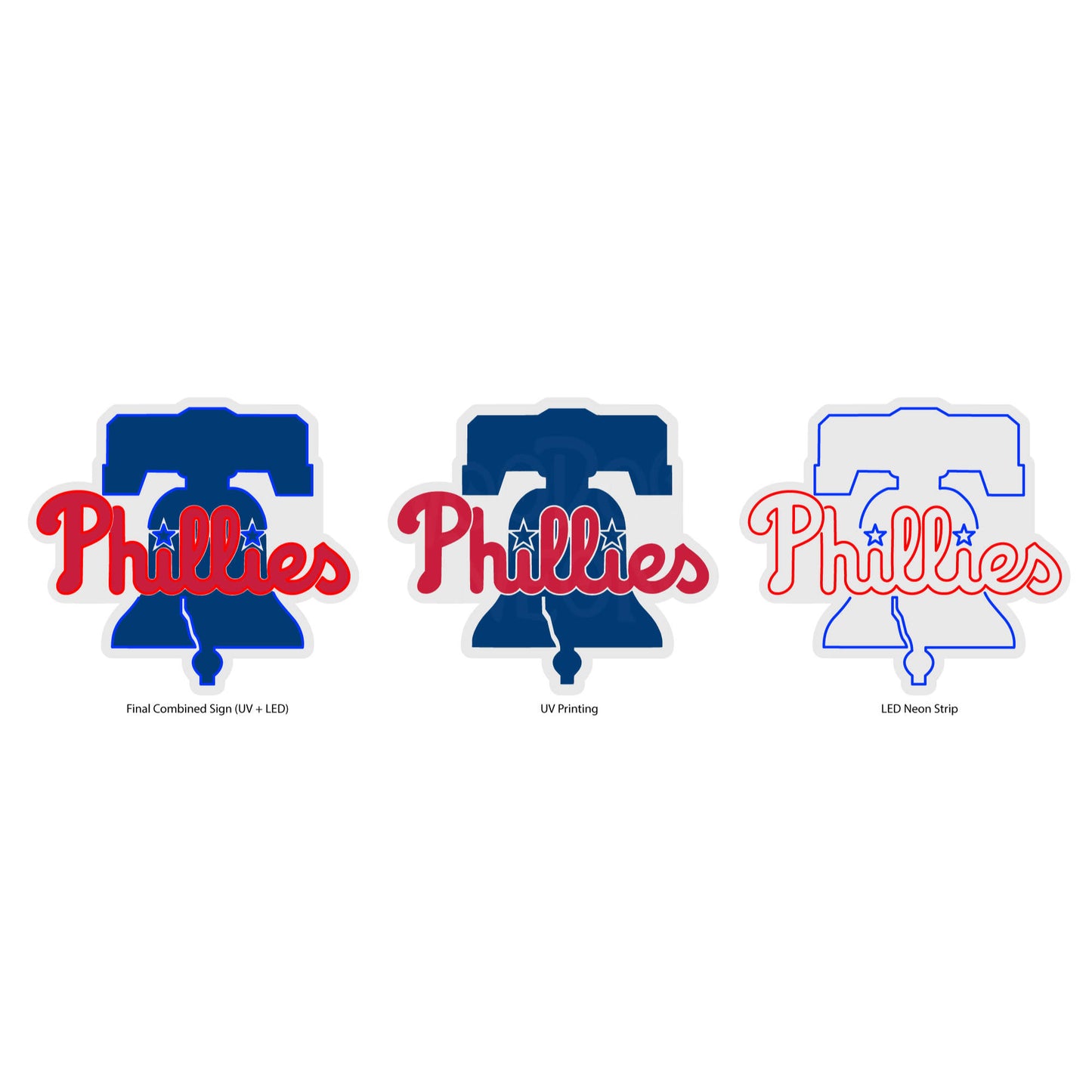 Philadelphia Phillies Neon Sign - Multi-Color;Philadelphia Phillies Neon Sign - MLB - Technical Drawing