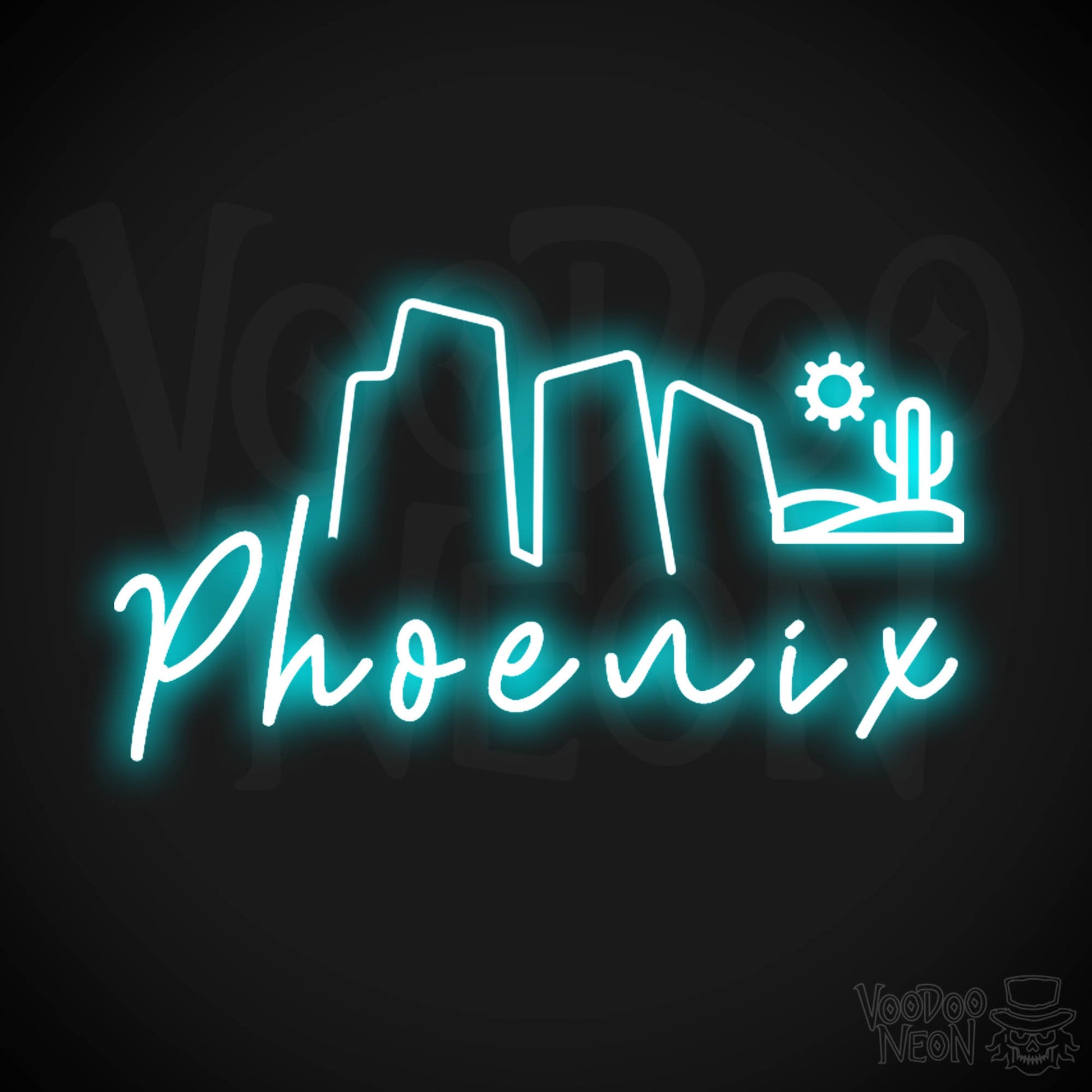 Phoenix Neon Sign - Neon Phoenix Sign - LED Signs - Wall Art - Color Ice Blue