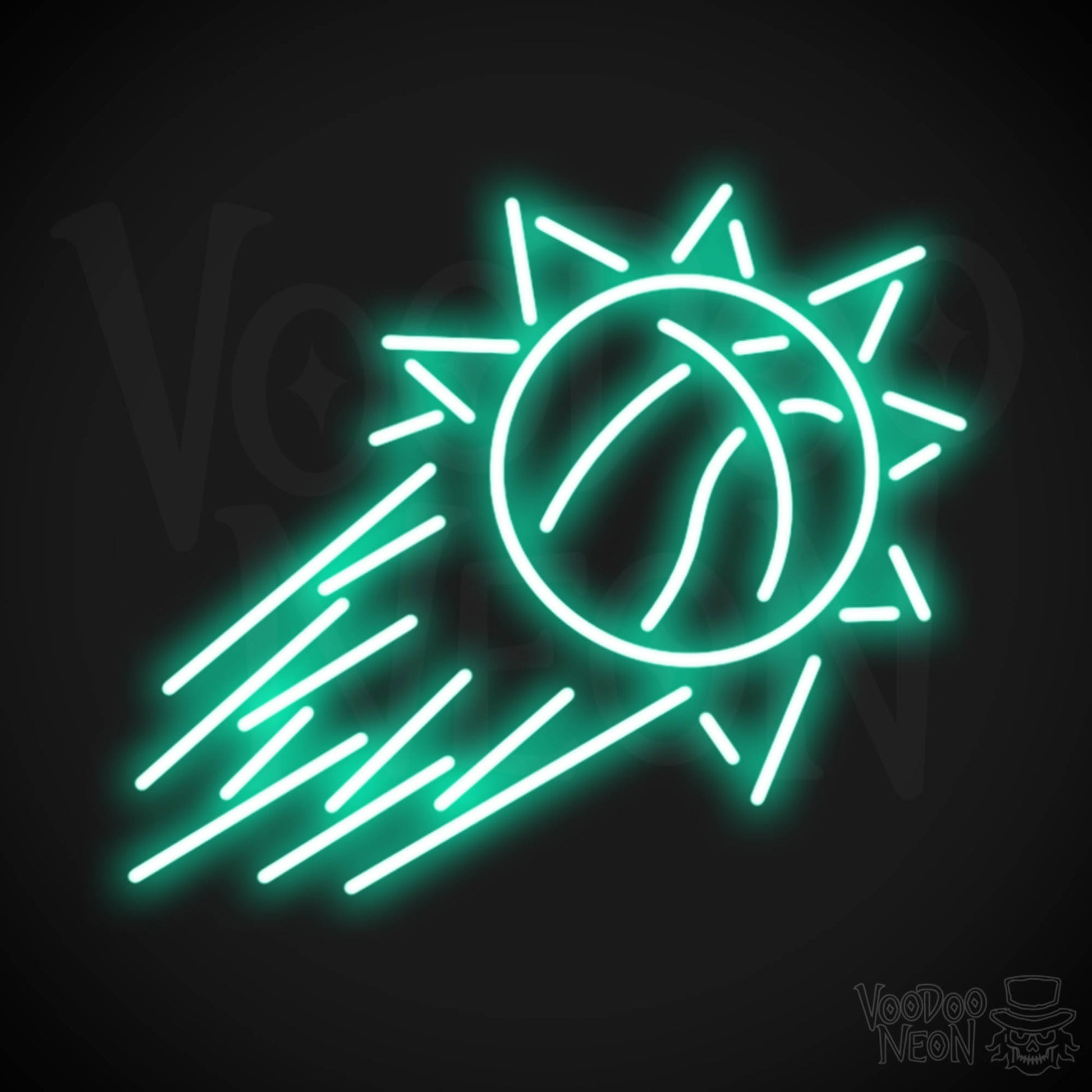 Phoenix Suns Neon Sign - Phoenix Suns Sign - Neon Suns Logo Wall Art - Color Light Green