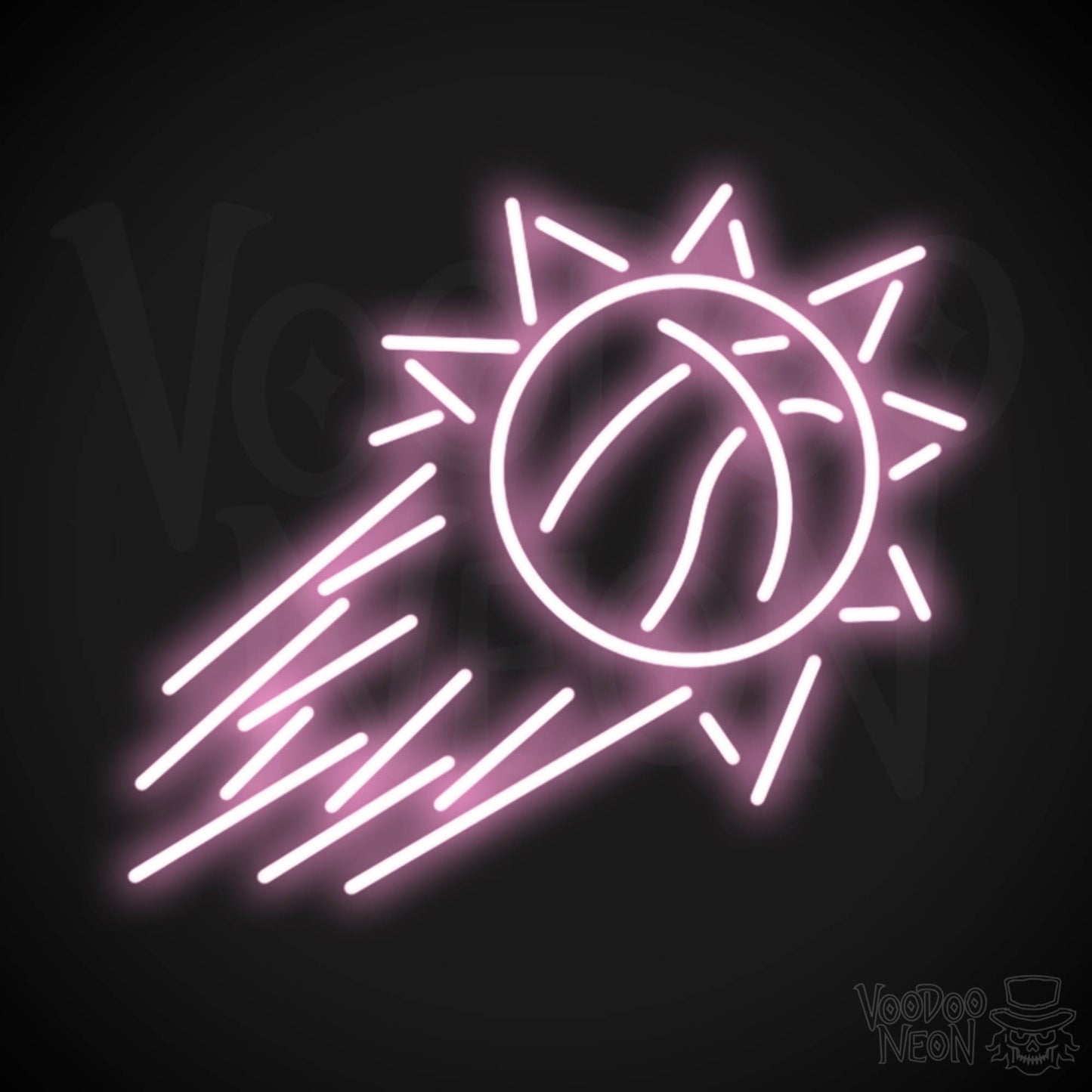 Phoenix Suns Neon Sign - Phoenix Suns Sign - Neon Suns Logo Wall Art - Color Light Pink