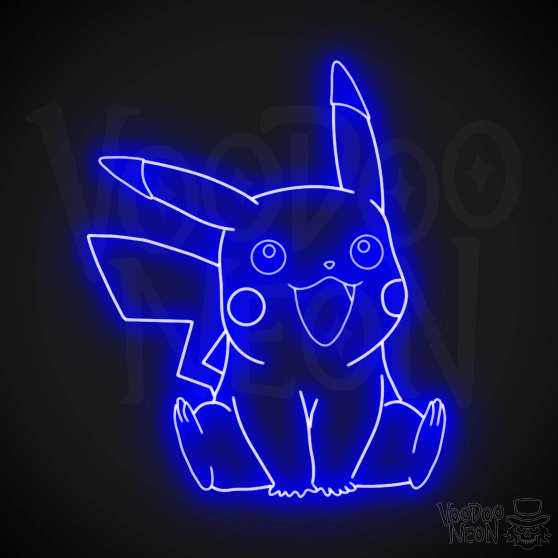 Pikachu Neon Sign - Pikachu Art - Pikachu Neon Wall Art - LED Sign - Color Dark Blue