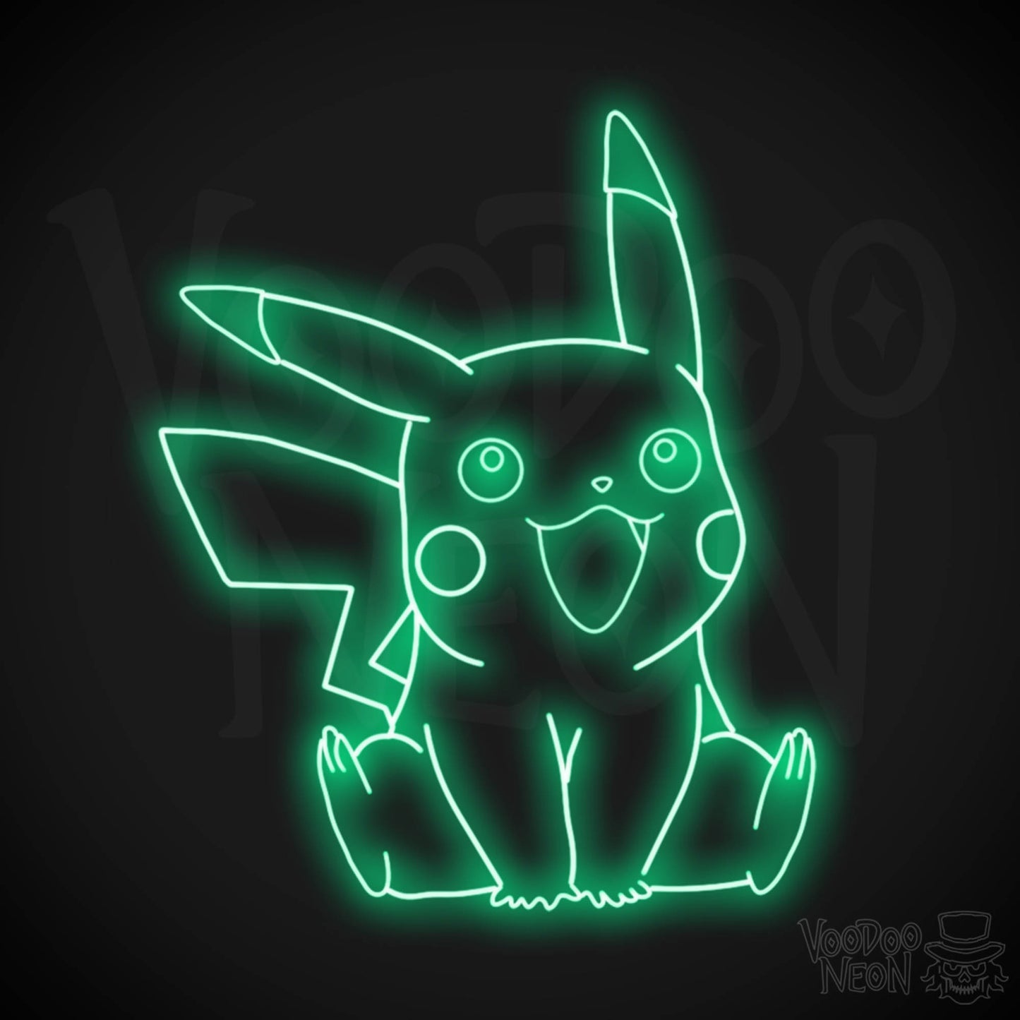 Pikachu Neon Sign - Pikachu Art - Pikachu Neon Wall Art - LED Sign - Color Green