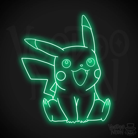 Pikachu Neon Sign - Pikachu Art - Pikachu Neon Wall Art - LED Sign - Color Green