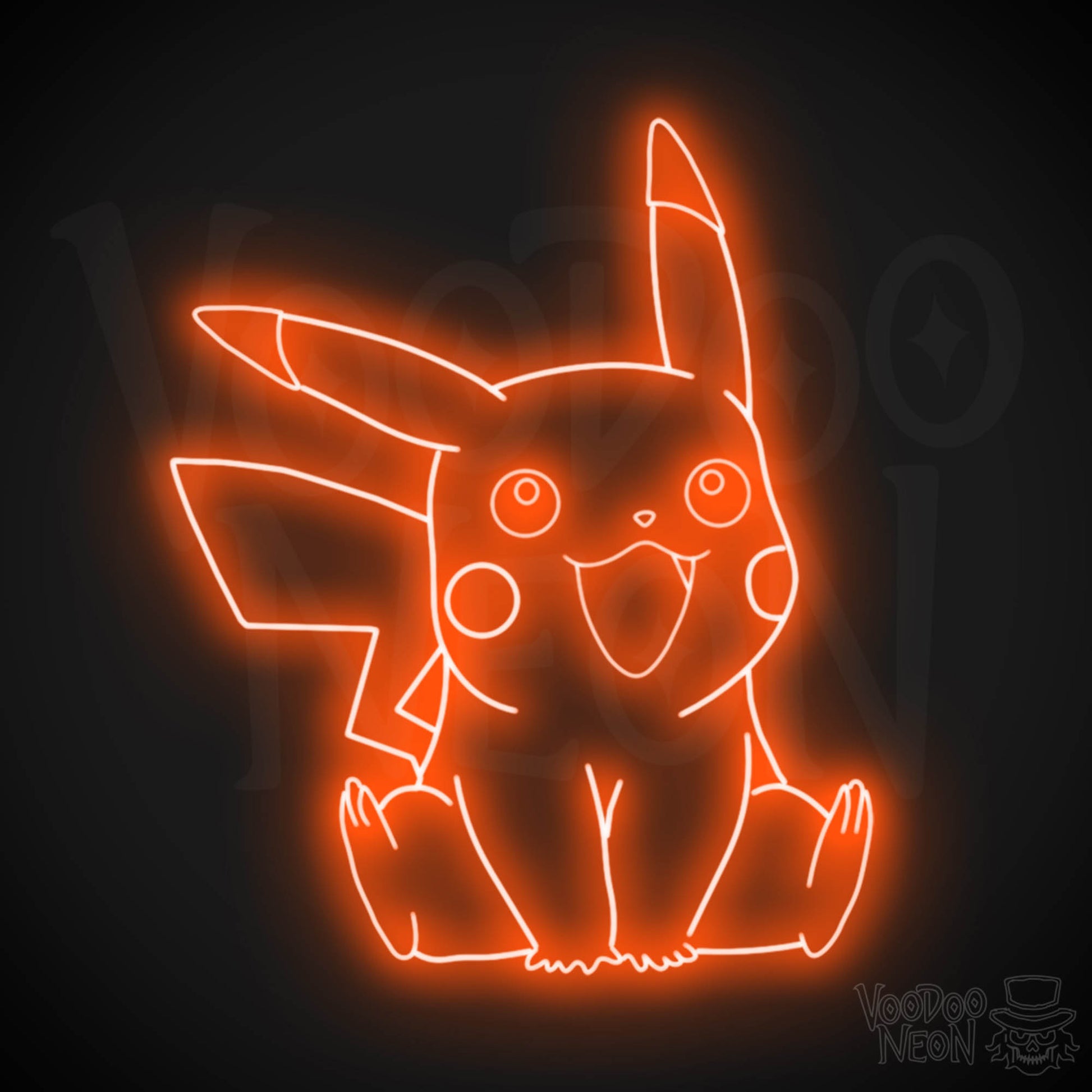 Pikachu Neon Sign - Pikachu Art - Pikachu Neon Wall Art - LED Sign - Color Orange