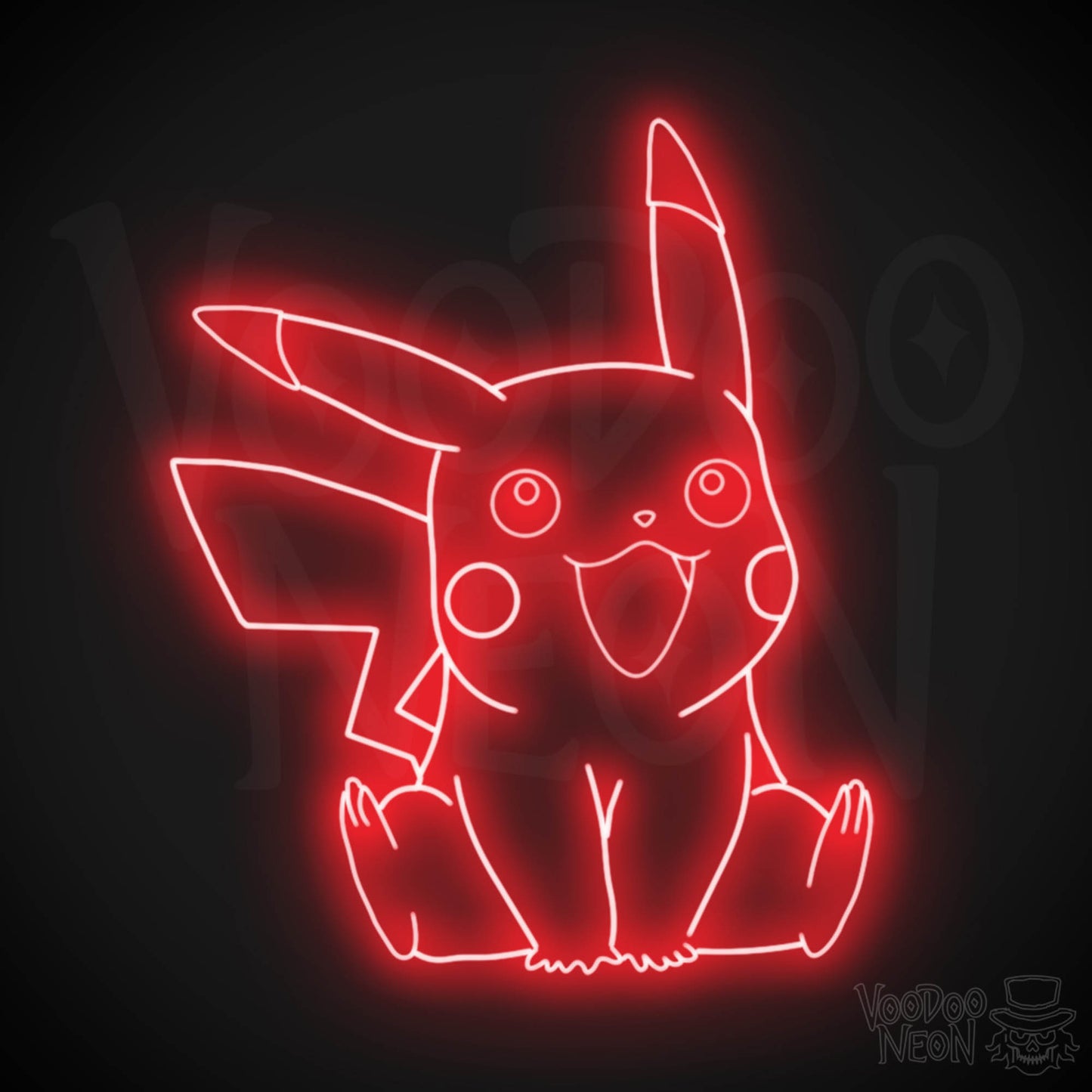 Pikachu Neon Sign - Pikachu Art - Pikachu Neon Wall Art - LED Sign - Color Red
