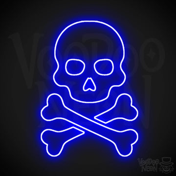 Pirate Skull & Crossbones Neon Sign - Neon Pirate Skull & Crossbones Sign - LED Lights - Color Dark Blue