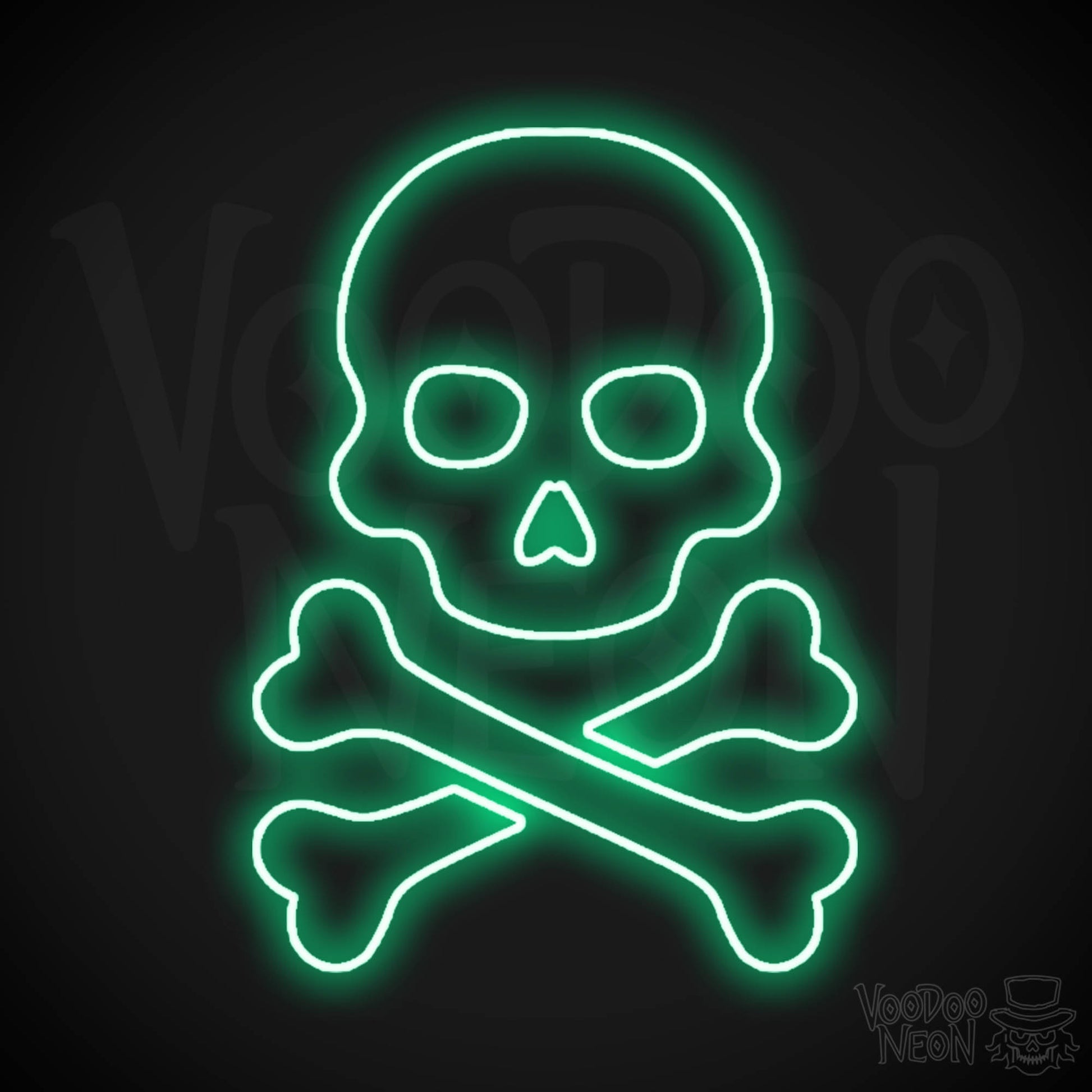 Pirate Skull & Crossbones Neon Sign - Neon Pirate Skull & Crossbones Sign - LED Lights - Color Green