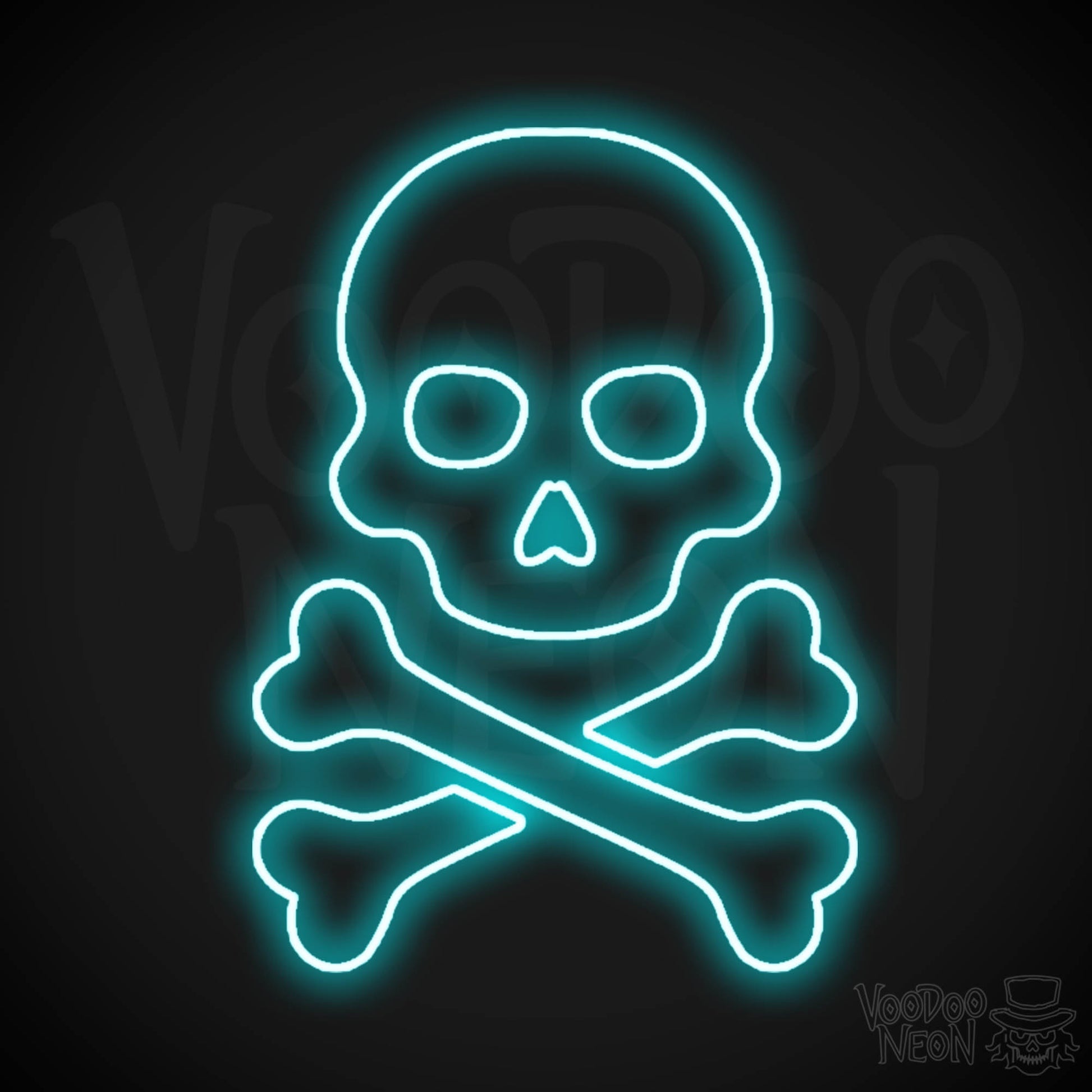Pirate Skull & Crossbones Neon Sign - Neon Pirate Skull & Crossbones Sign - LED Lights - Color Ice Blue