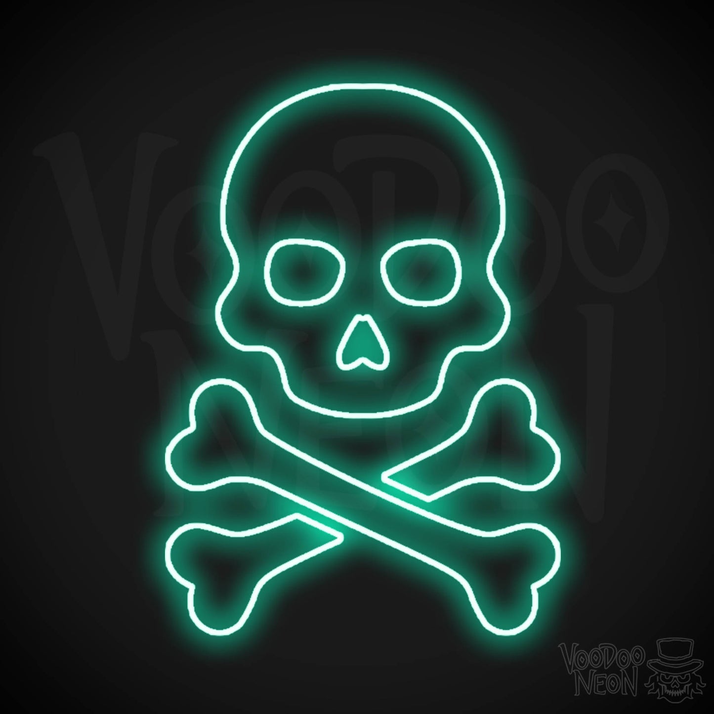Pirate Skull & Crossbones Neon Sign - Neon Pirate Skull & Crossbones Sign - LED Lights - Color Light Green