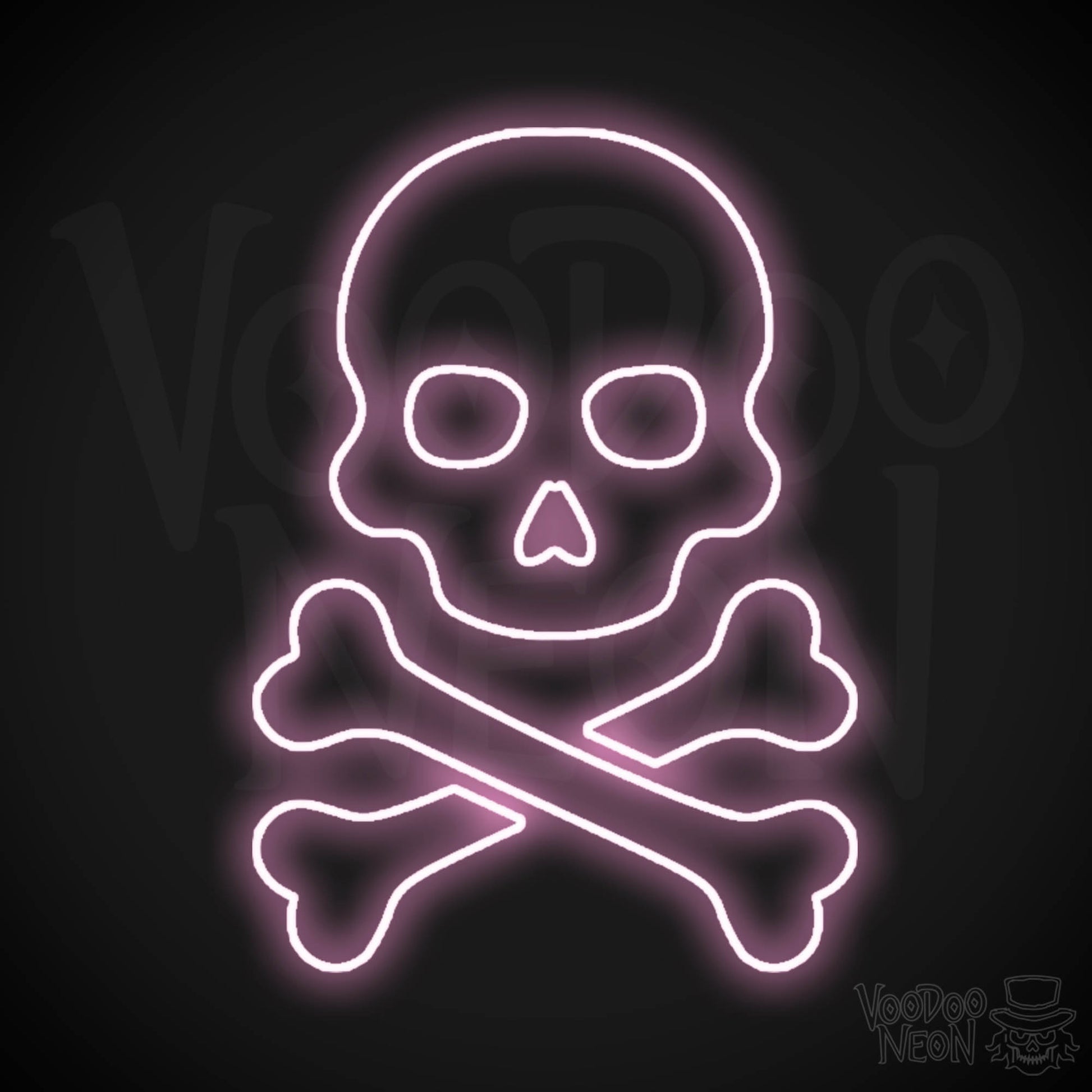 Pirate Skull & Crossbones Neon Sign - Neon Pirate Skull & Crossbones Sign - LED Lights - Color Light Pink