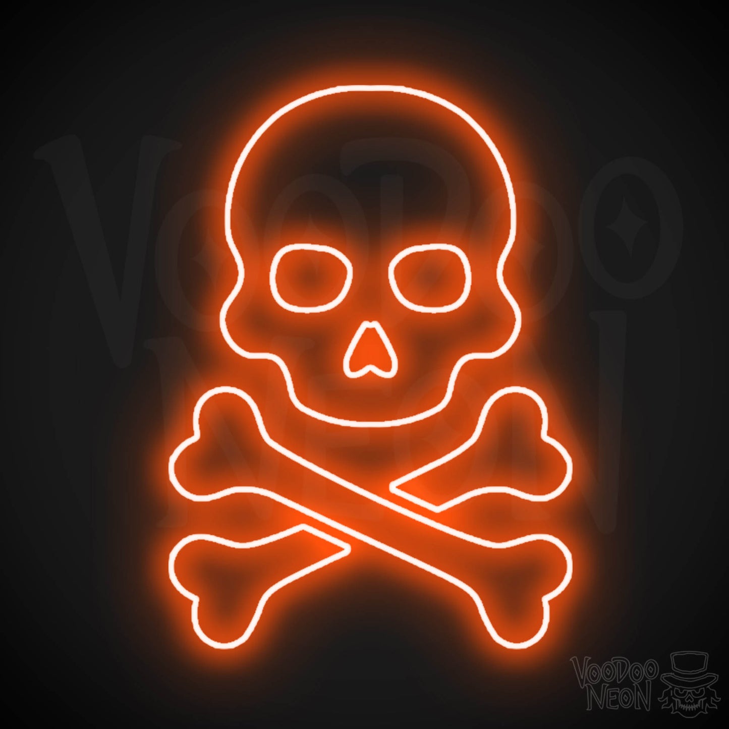 Pirate Skull & Crossbones Neon Sign - Neon Pirate Skull & Crossbones Sign - LED Lights - Color Orange