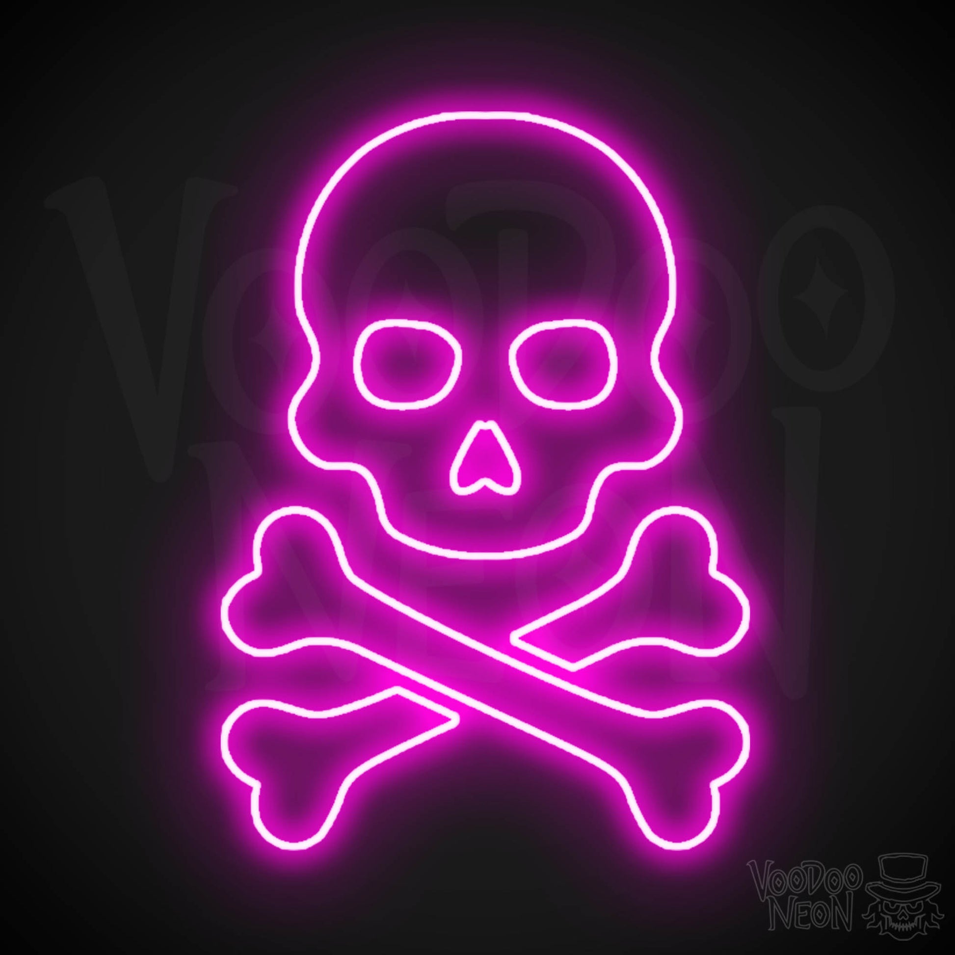 Pirate Skull & Crossbones Neon Sign - Neon Pirate Skull & Crossbones Sign - LED Lights - Color Pink