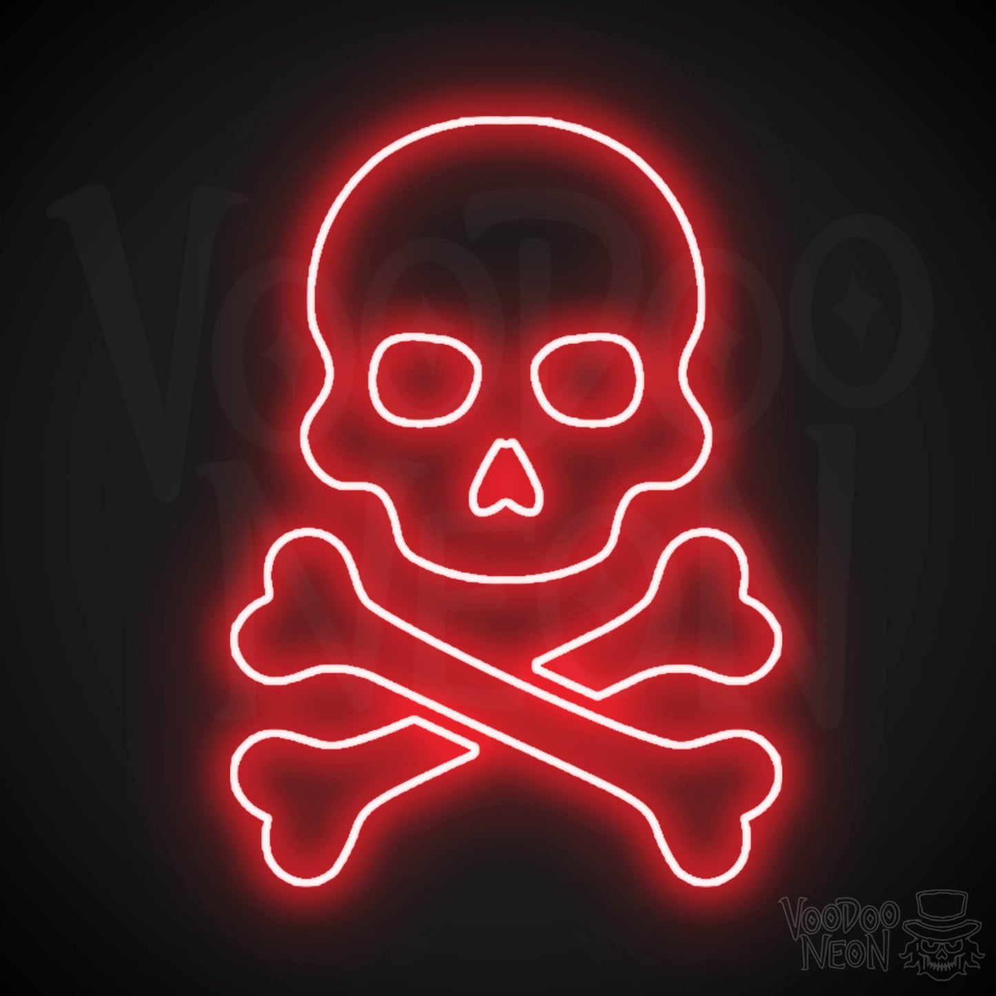 Pirate Skull & Crossbones Neon Sign - Neon Pirate Skull & Crossbones Sign - LED Lights - Color Red