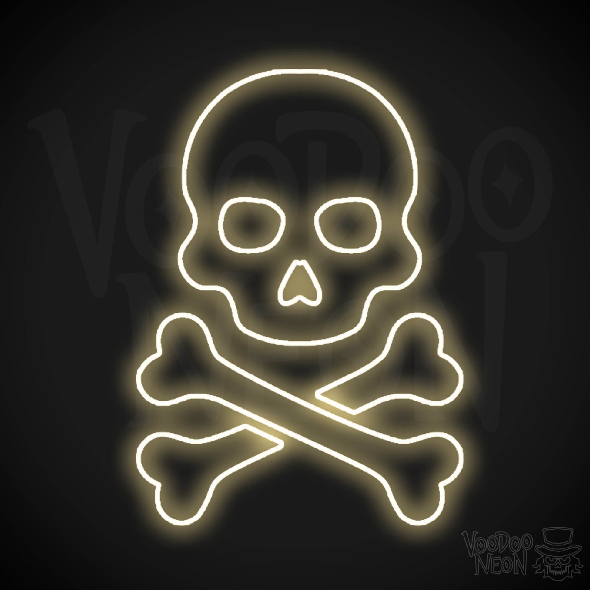 Pirate Skull & Crossbones Neon Sign - Neon Pirate Skull & Crossbones Sign - LED Lights - Color Warm White