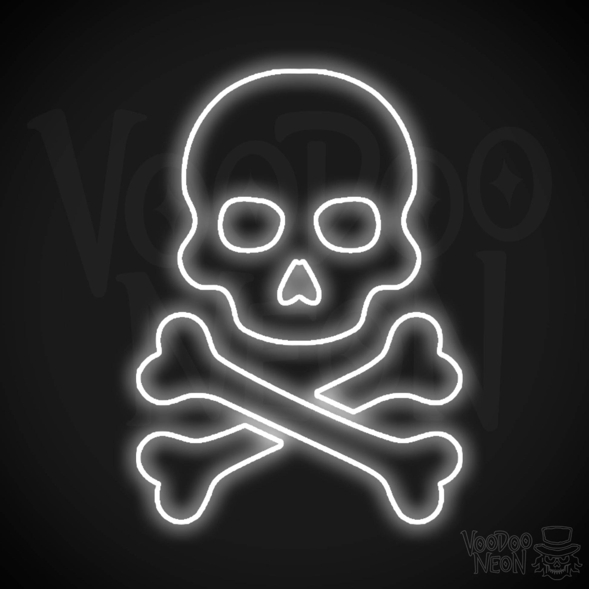 Pirate Skull & Crossbones Neon Sign - Neon Pirate Skull & Crossbones Sign - LED Lights - Color White