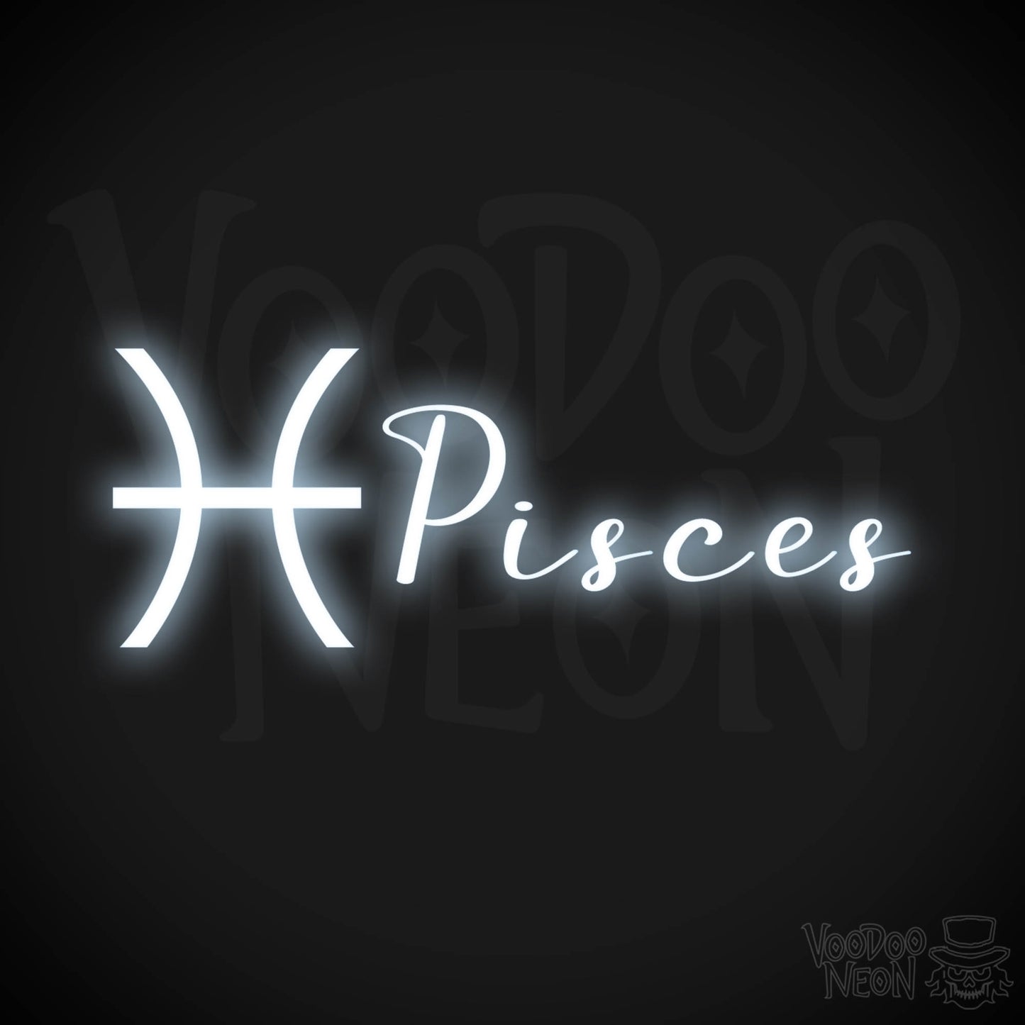 Pisces Neon Sign - Neon Pisces Sign - Pisces Symbol - Neon Wall Art - Color Cool White