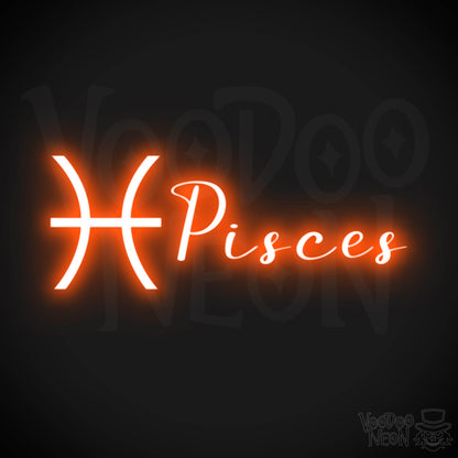 Pisces Neon Sign - Neon Pisces Sign - Pisces Symbol - Neon Wall Art - Color Orange