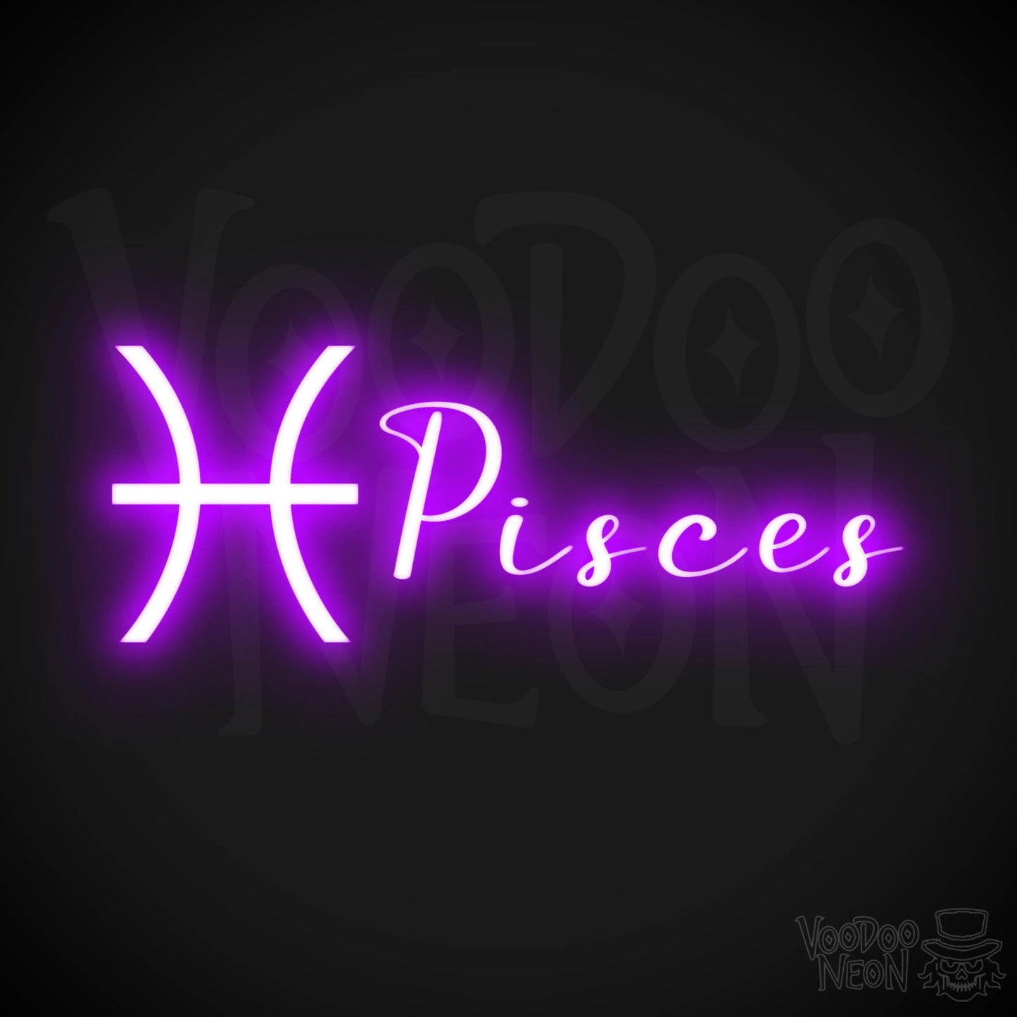 Pisces Neon Sign - Neon Pisces Sign - Pisces Symbol - Neon Wall Art - Color Purple