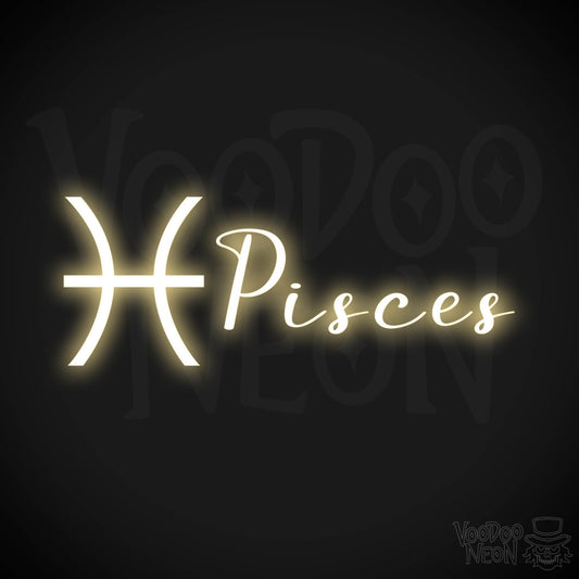 Pisces Neon Sign - Neon Pisces Sign - Pisces Symbol - Neon Wall Art - Color Warm White