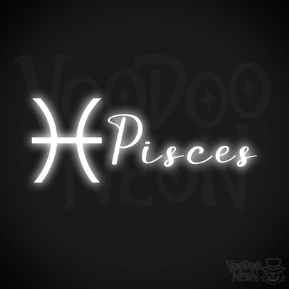 Pisces Neon Sign - Neon Pisces Sign - Pisces Symbol - Neon Wall Art - Color White