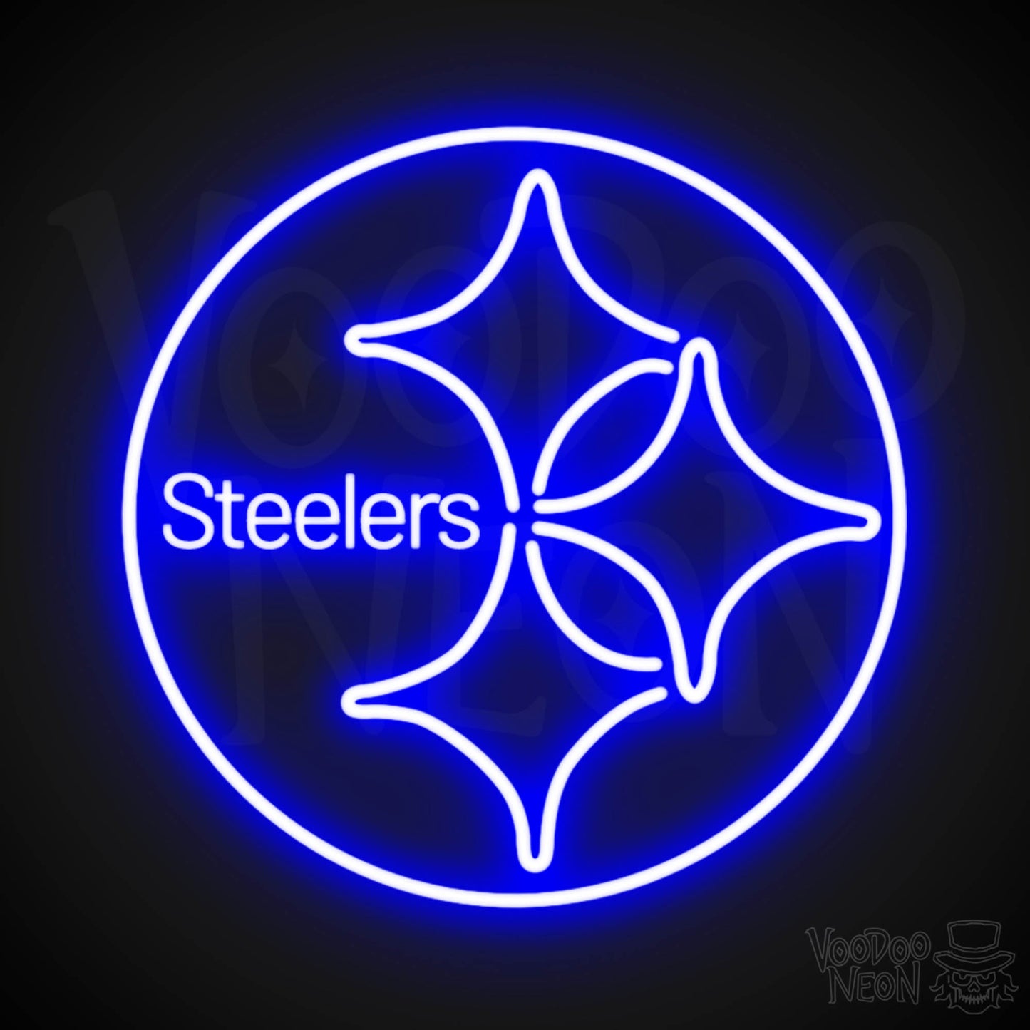 Pittsburgh Steelers Neon Sign - Pittsburgh Steelers Sign - Neon Steelers Logo Wall Art - Color Dark Blue