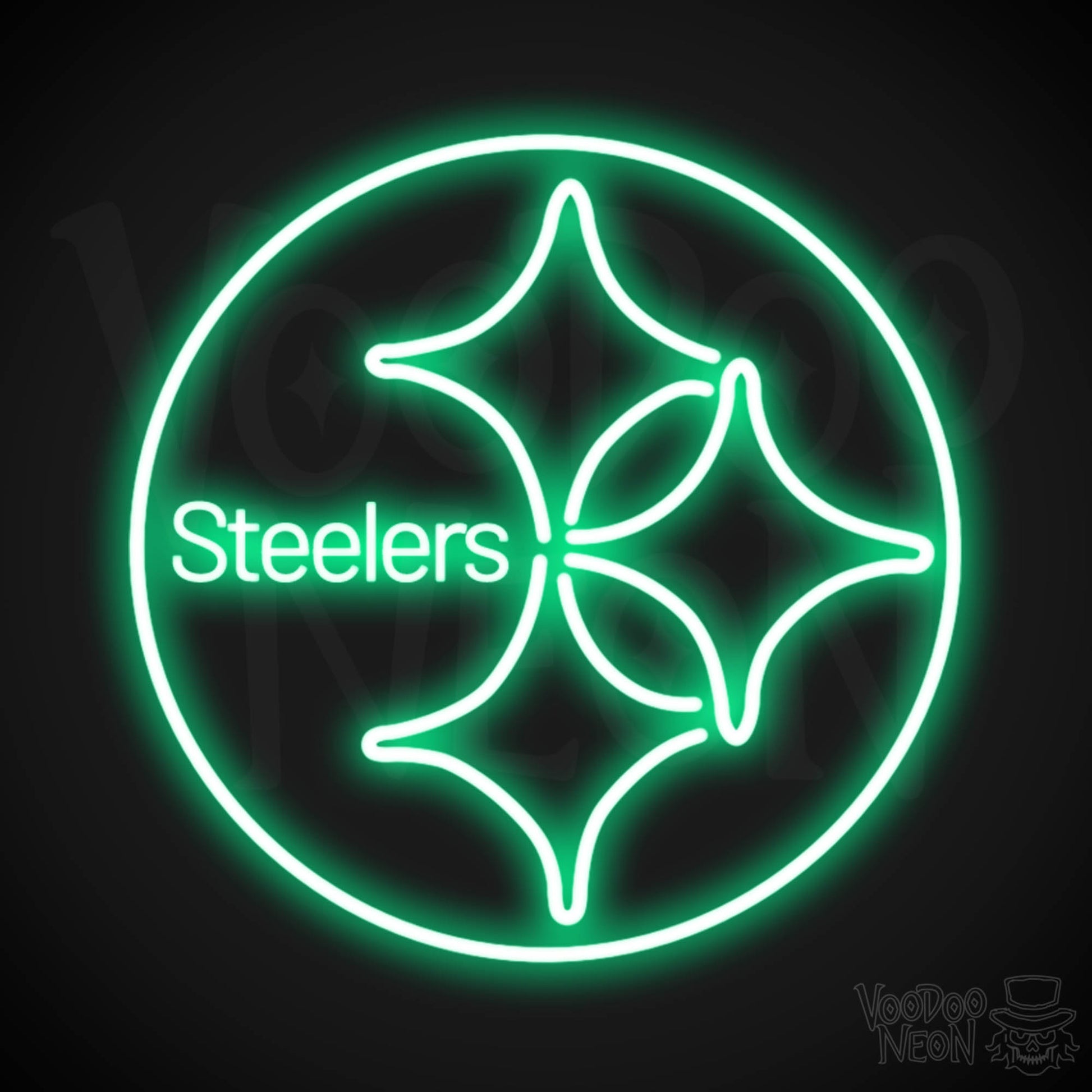 Pittsburgh Steelers Neon Sign - Pittsburgh Steelers Sign - Neon Steelers Logo Wall Art - Color Green