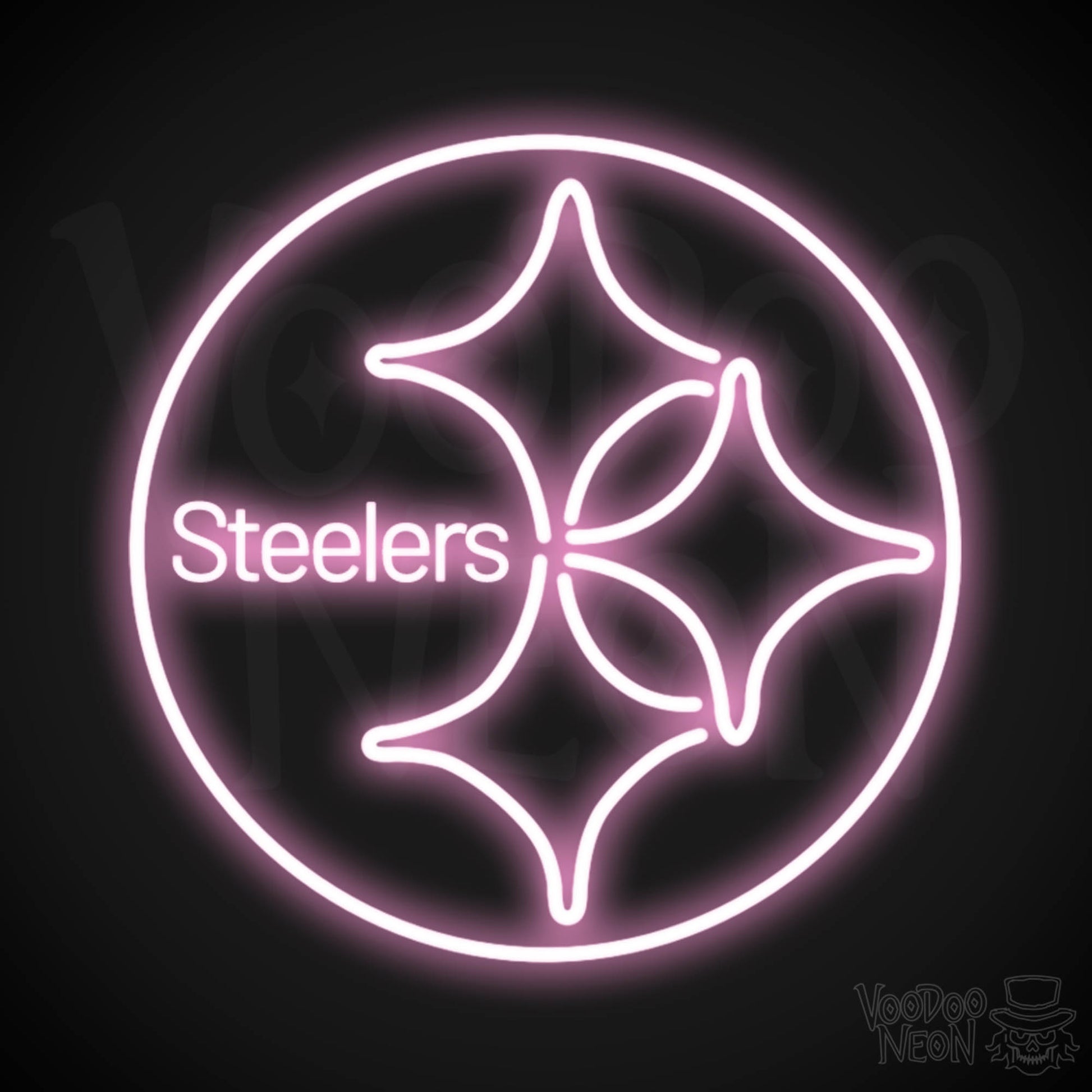 Pittsburgh Steelers Neon Sign - Pittsburgh Steelers Sign - Neon Steelers Logo Wall Art - Color Light Pink