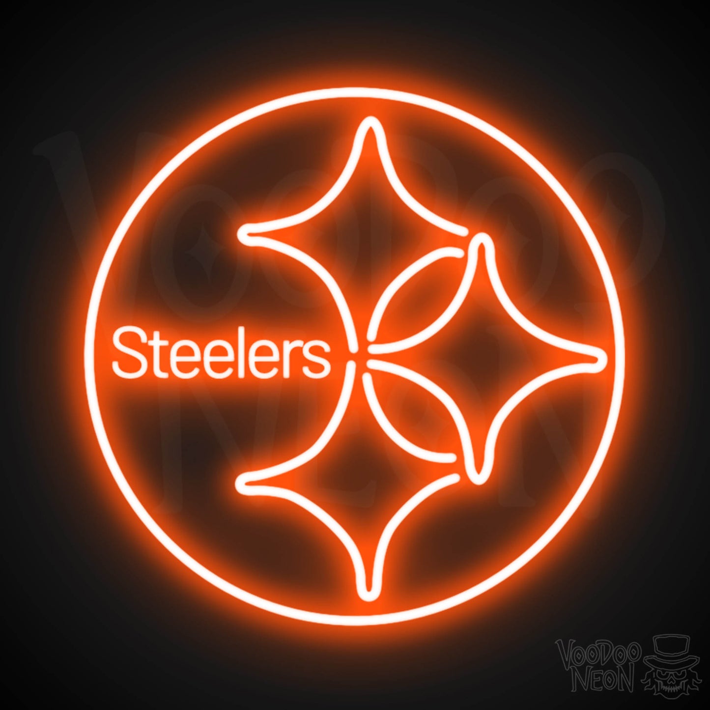 Pittsburgh Steelers Neon Sign - Pittsburgh Steelers Sign - Neon Steelers Logo Wall Art - Color Orange