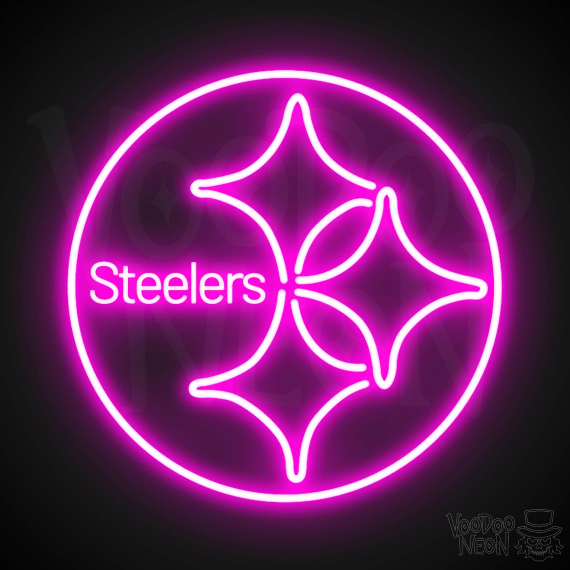 Pittsburgh Steelers Neon Sign - Pittsburgh Steelers Sign - Neon Steelers Logo Wall Art - Color Pink