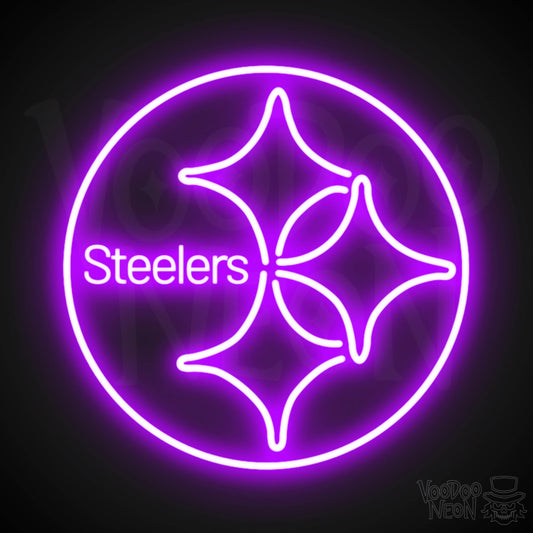 Pittsburgh Steelers Neon Sign - Pittsburgh Steelers Sign - Neon Steelers Logo Wall Art - Color Purple