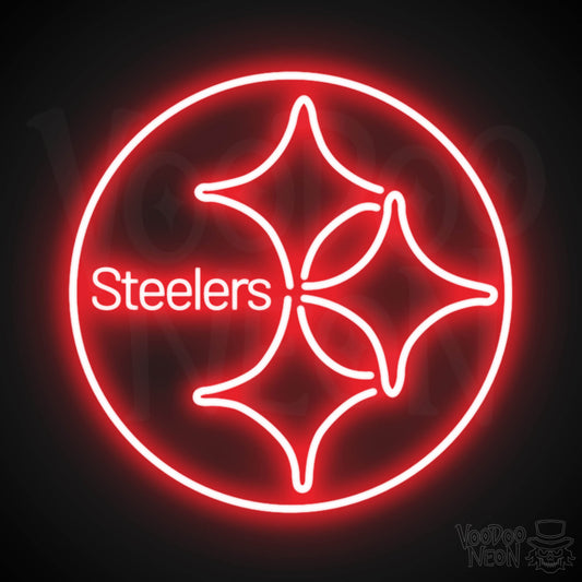 Pittsburgh Steelers Neon Sign - Pittsburgh Steelers Sign - Neon Steelers Logo Wall Art - Color Red