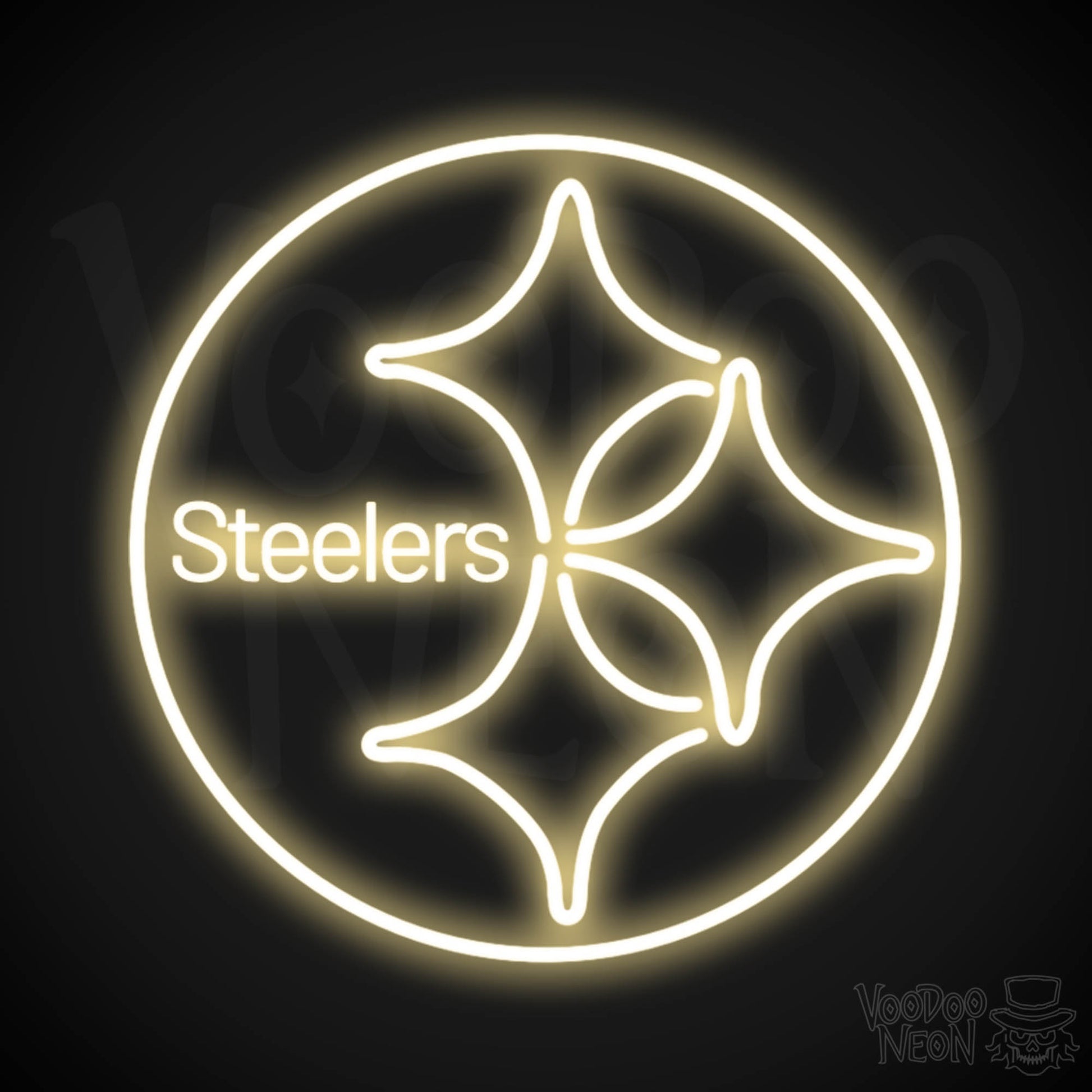 Pittsburgh Steelers Neon Sign - Pittsburgh Steelers Sign - Neon Steelers Logo Wall Art - Color Warm White