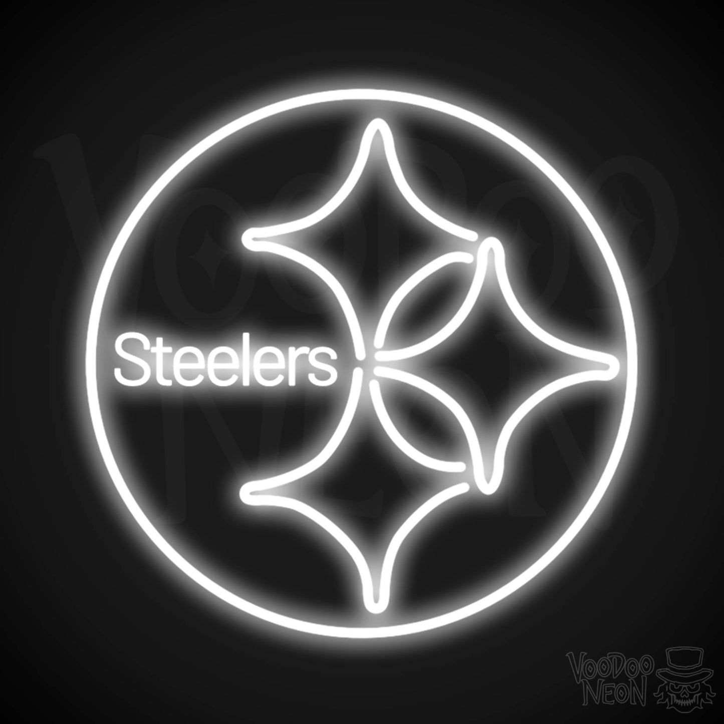 Pittsburgh Steelers Neon Sign - Pittsburgh Steelers Sign - Neon Steelers Logo Wall Art - Color White