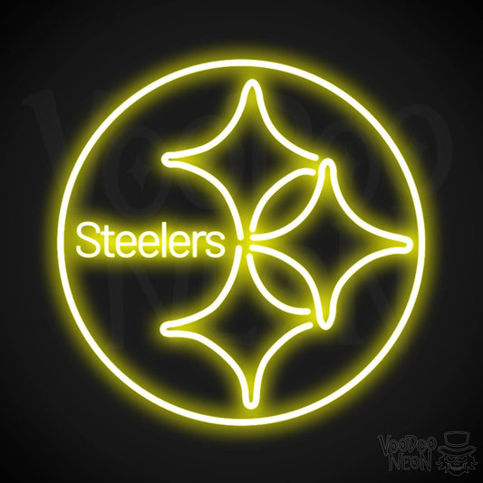 Pittsburgh Steelers Neon Sign - Pittsburgh Steelers Sign - Neon Steelers Logo Wall Art - Color Yellow